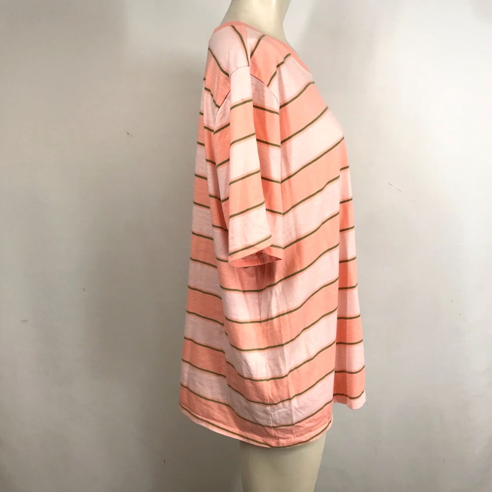 Vintage Lane Bryant Womens Striped Cotton Polyester Short Sleeve Tee Top 18/20 Pink Size XXL / US 16-18 / IT 52-54 - 4 Thumbnail