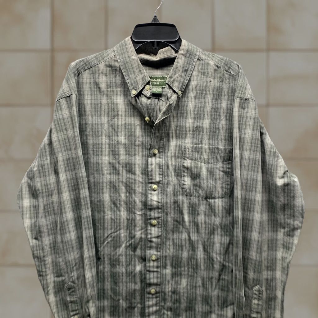 Eddie Bauer Eddie Bauer Shirt Mens XL Green Adult Gray Plaid Outdoor Fishing Size US XL / EU 56 / 4 - 1 Thumbnail