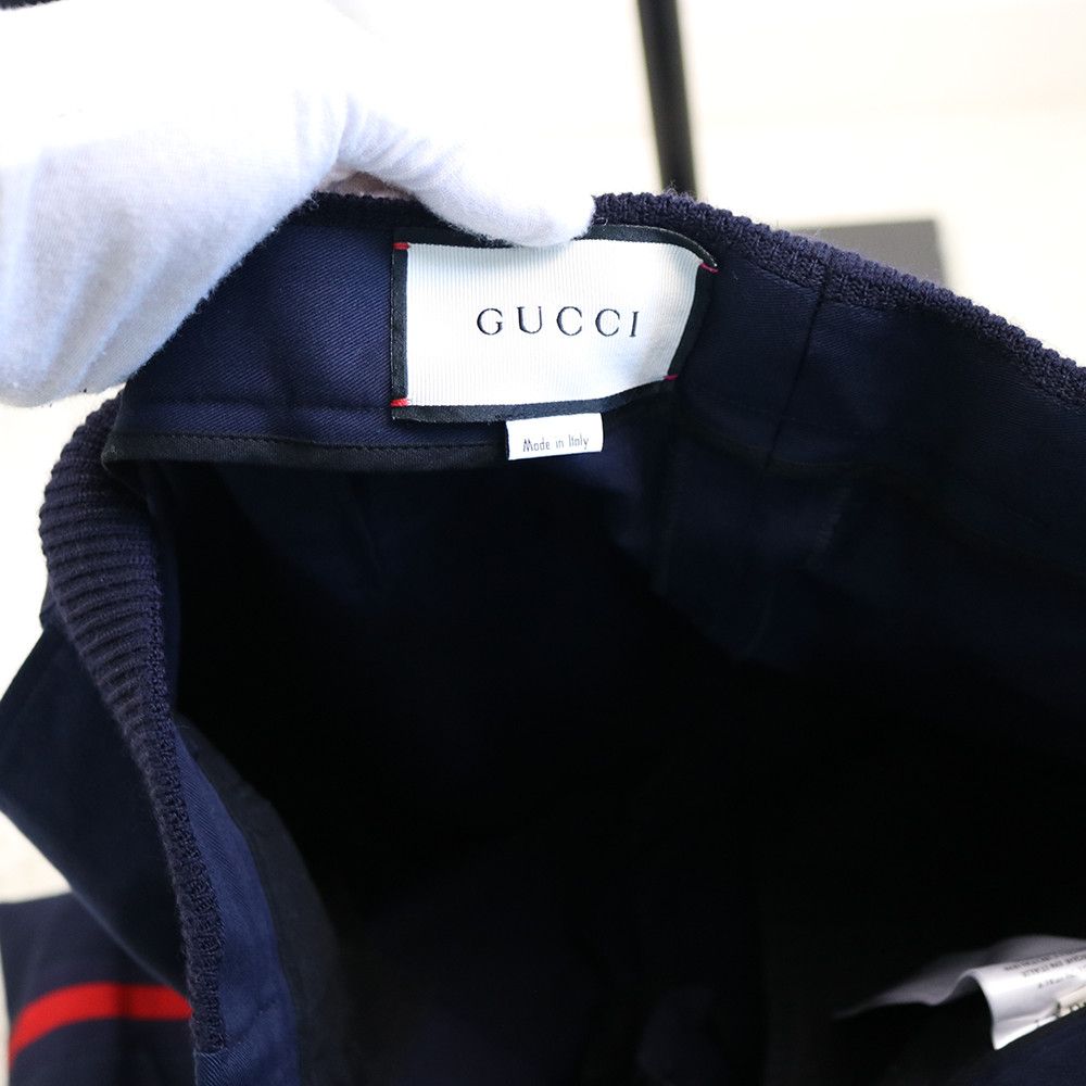 Gucci Gucci Navy Pleated Trousers with Red Side Stripe Size 50R - 6 Thumbnail