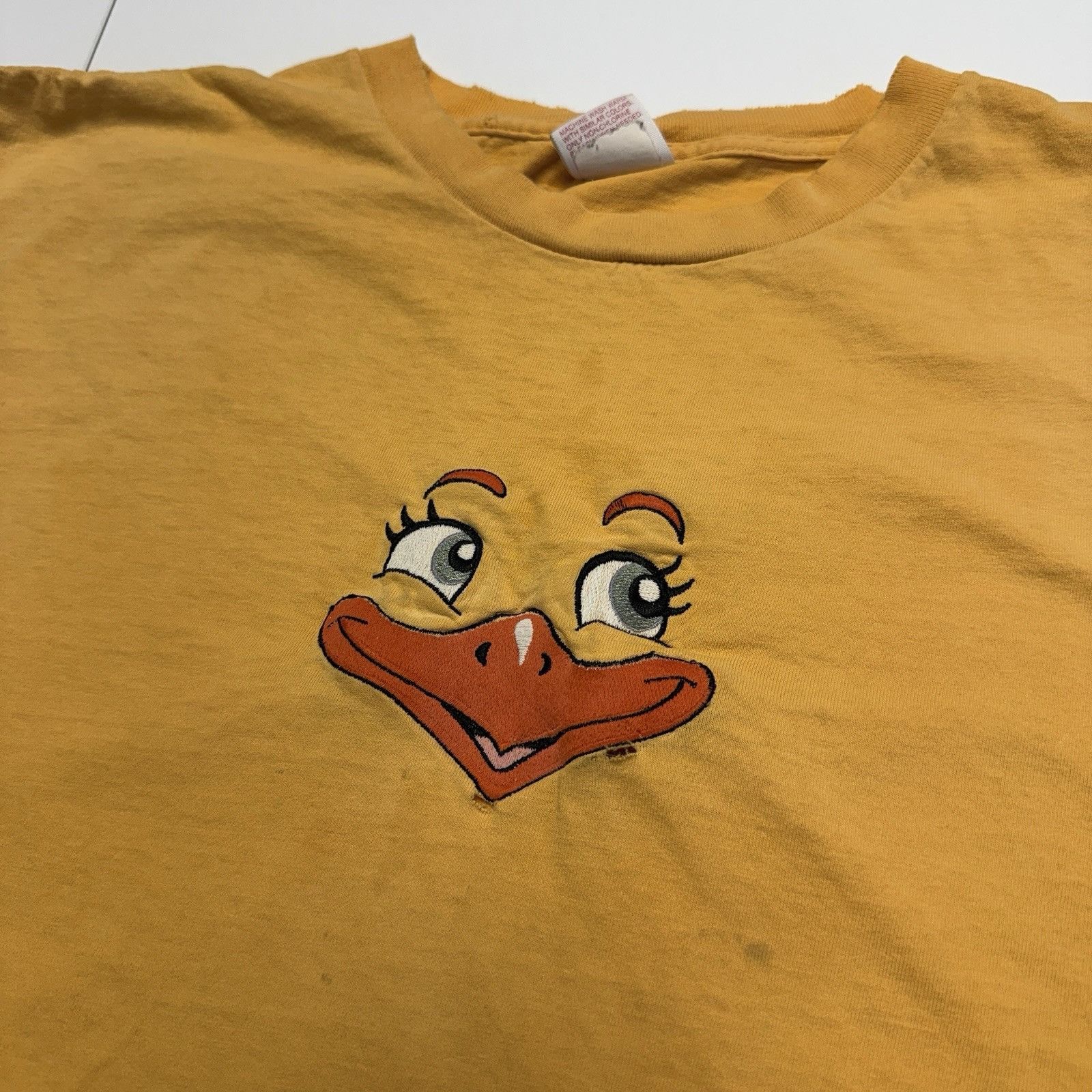Vintage Vintage 90s Embroidered Duck T Shirt Mens XL Yellow Single S Size US XL / EU 56 / 4 - 4 Thumbnail