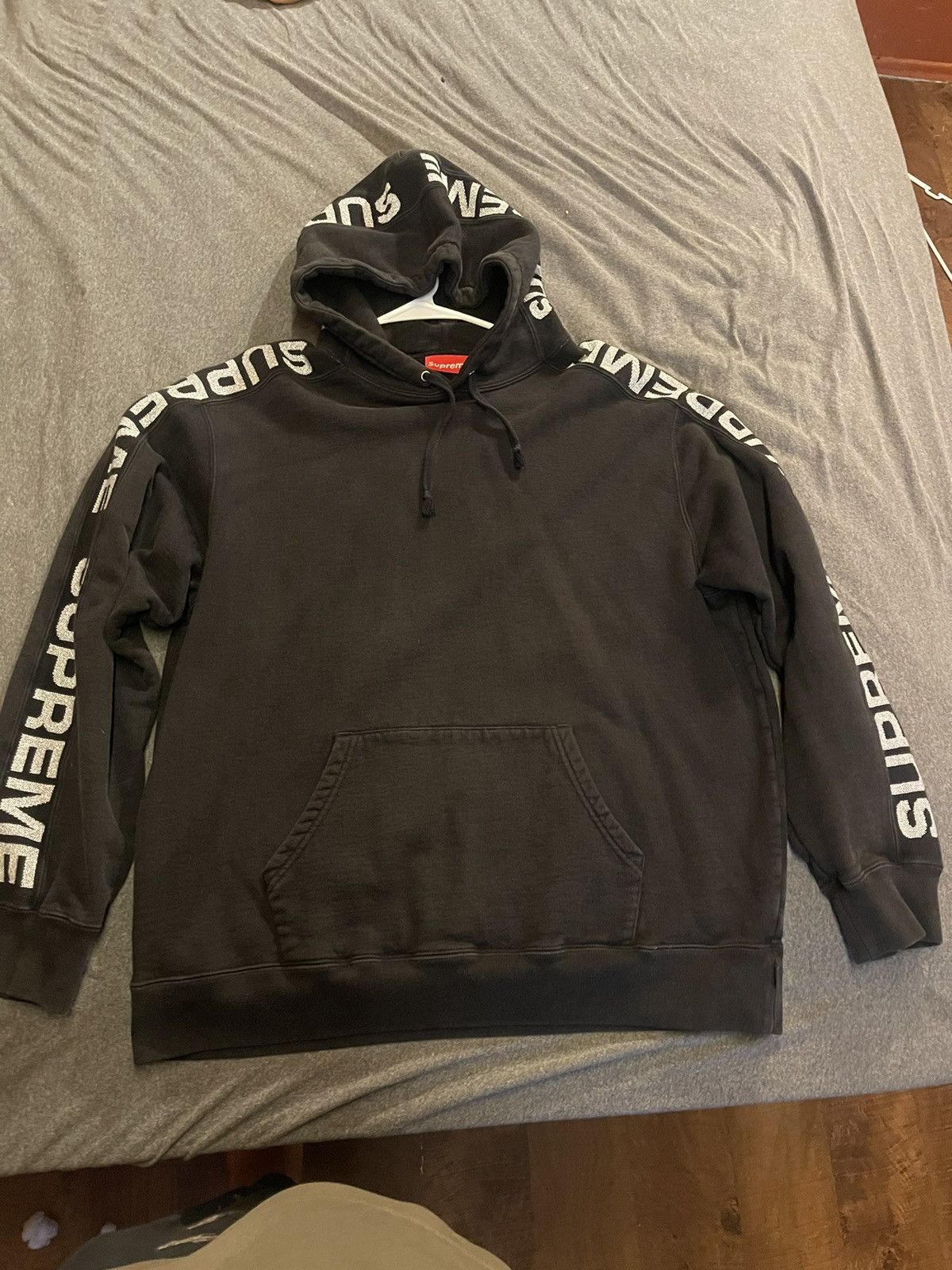 Supreme Supreme black hoodie metallic logos | Grailed