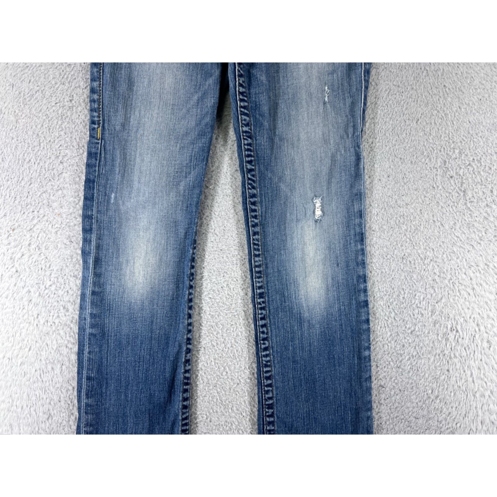 True Religion True Religion Jeans Women 25 Blue Denim Skinny Low 5-Pocket Design Distressed Embroidered Cotton Blend Size 42" / US 20 - 6 Thumbnail