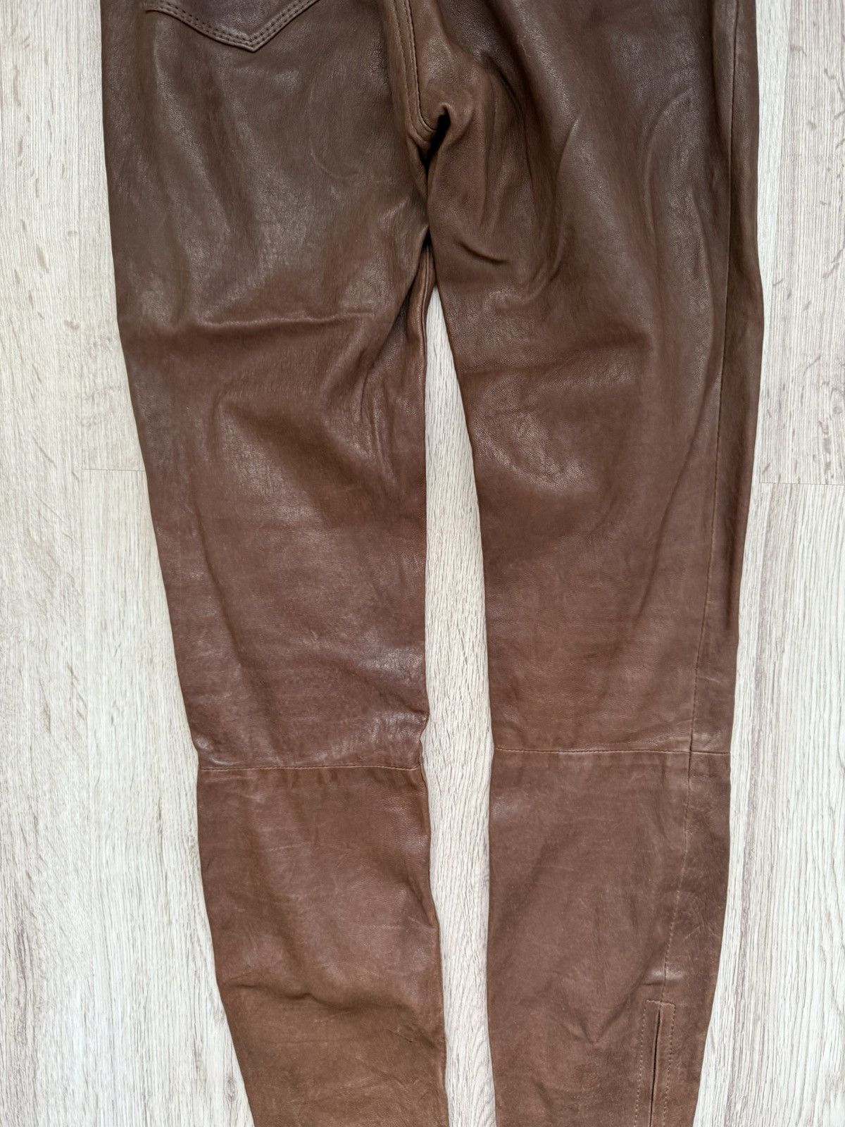 J Brand J Brand Brown Stretch Lamb Leather Zip Pants Size 25 Size 25" / US 0 / IT 36 - 18 Thumbnail