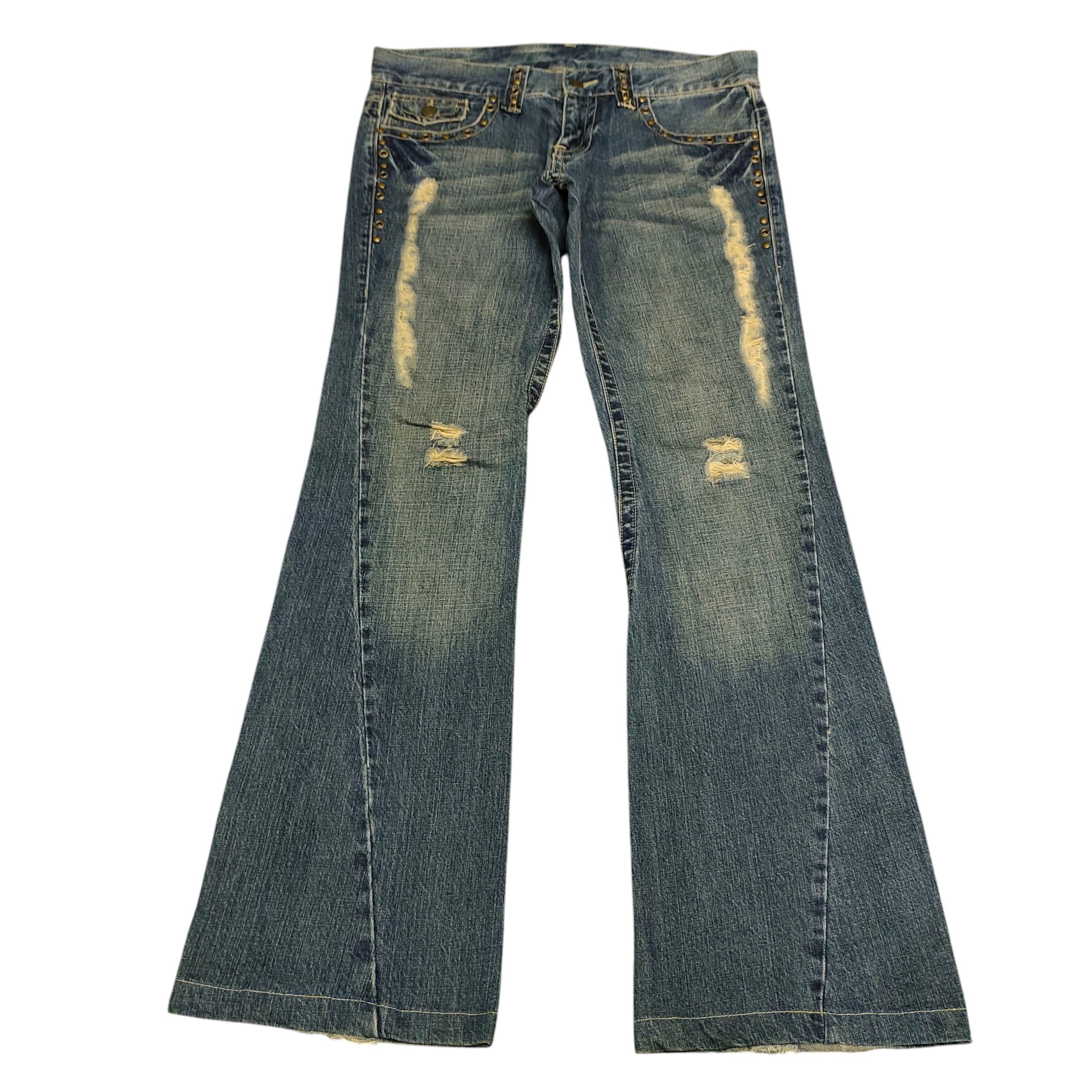 Tornado Mart Flare Jeans Tornado Mart Studded Embroider Distress Bootcut Size US 33 - 7 Thumbnail
