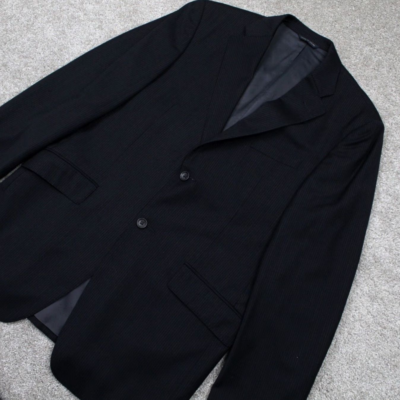 Banana Republic Banana Republic Blazer Men 42R Black Wool Pinstriped 2 Button Single-Breasted Jacket Coat Regular Vintage? (No) Size 42R - 3 Thumbnail