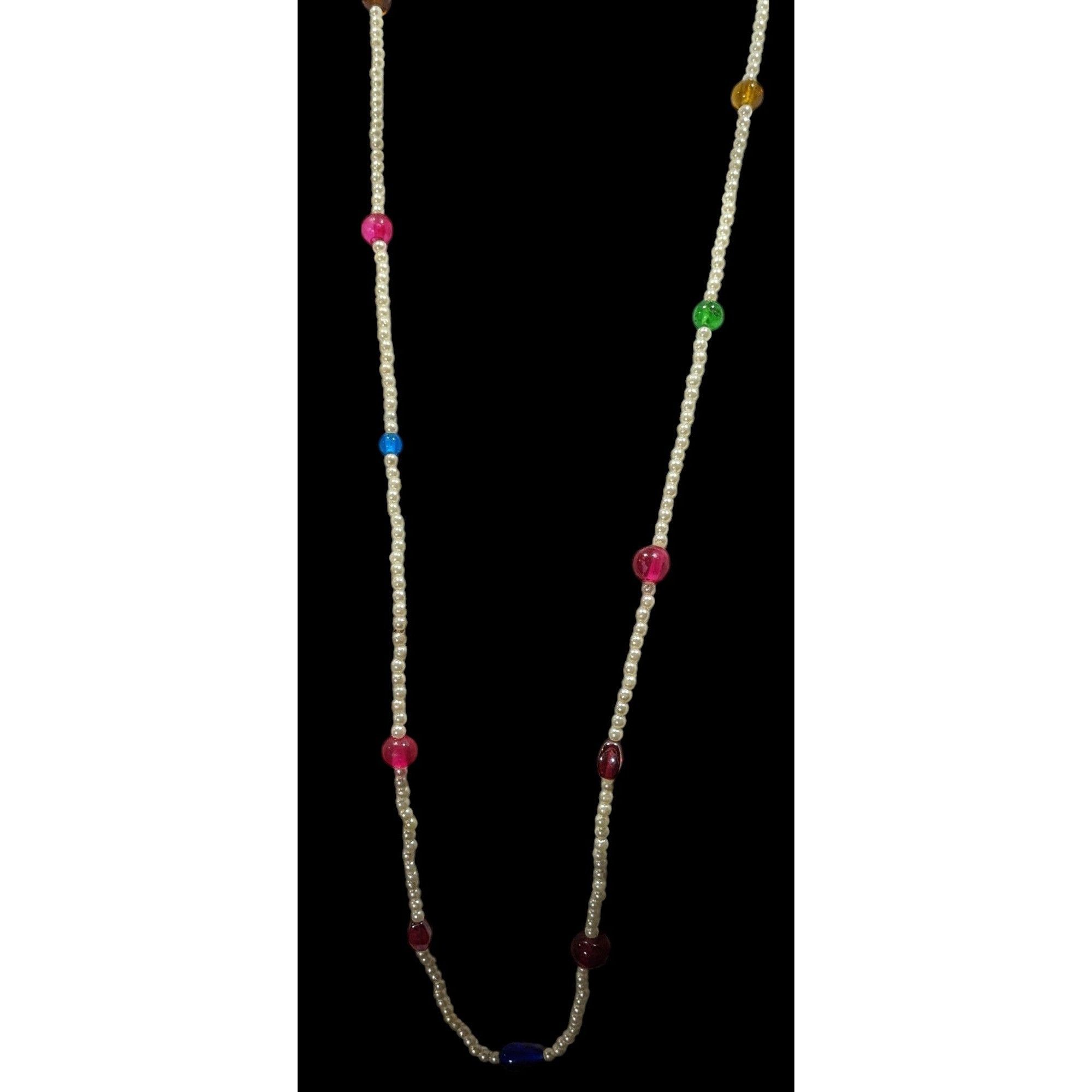 Other Elegant Faux Pearl Beaded Necklace With Rainbow Accents Size ONE SIZE - 4 Thumbnail