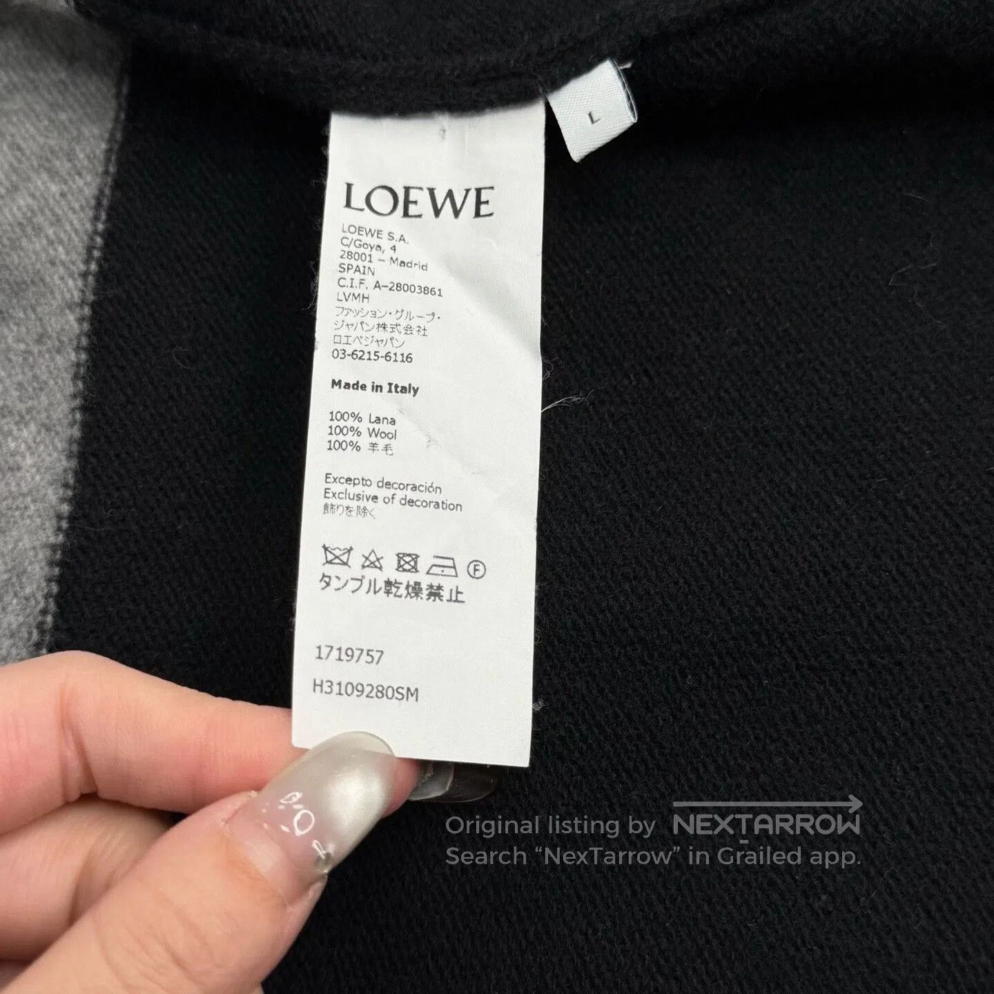 Loewe Loewe Black and Gray Striped Logo Sweater. Size US L / EU 52-54 / 3 - 6 Thumbnail