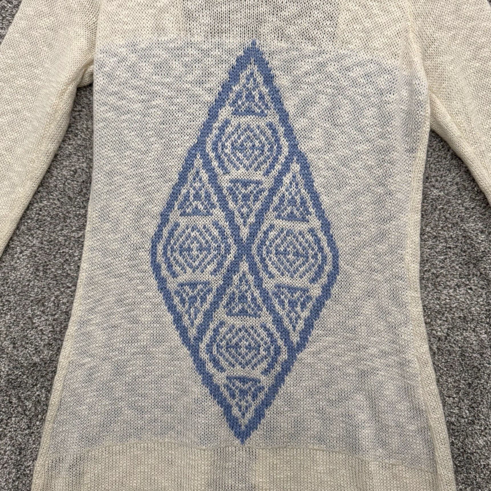 Joe Boxer VINTAGE Retro 70s Cardigan Large Women Wool Knit Fringed Hippie Woodstock Boho Western Phoebe Friends Ivory Cream 75% Acrylic 25% Cotton Size L / US 10 / IT 46 - 7 Thumbnail