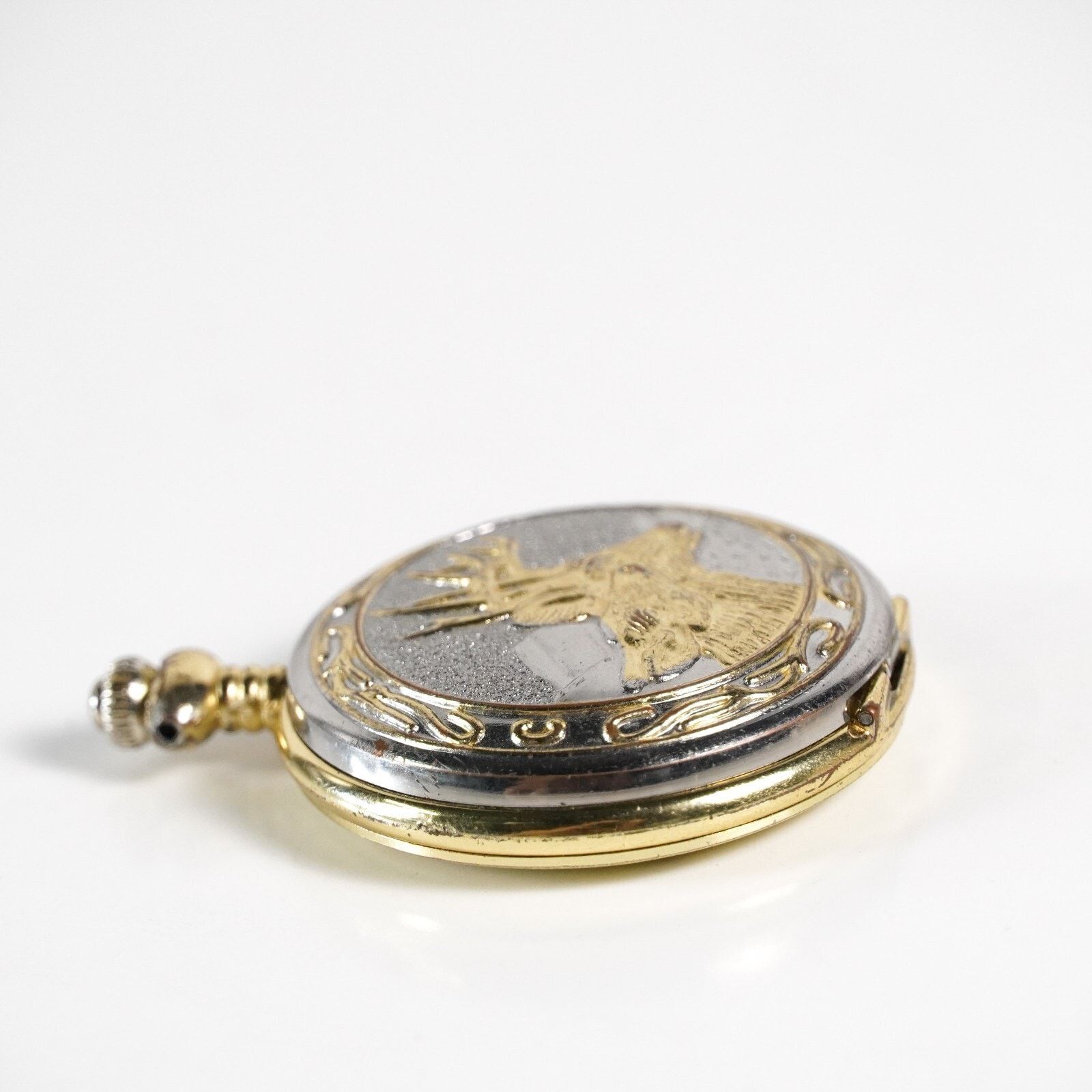 Allude Deer Pocket Quartz Watch Gold Silver Animal Elk Stag Case Size ONE SIZE - 8 Thumbnail