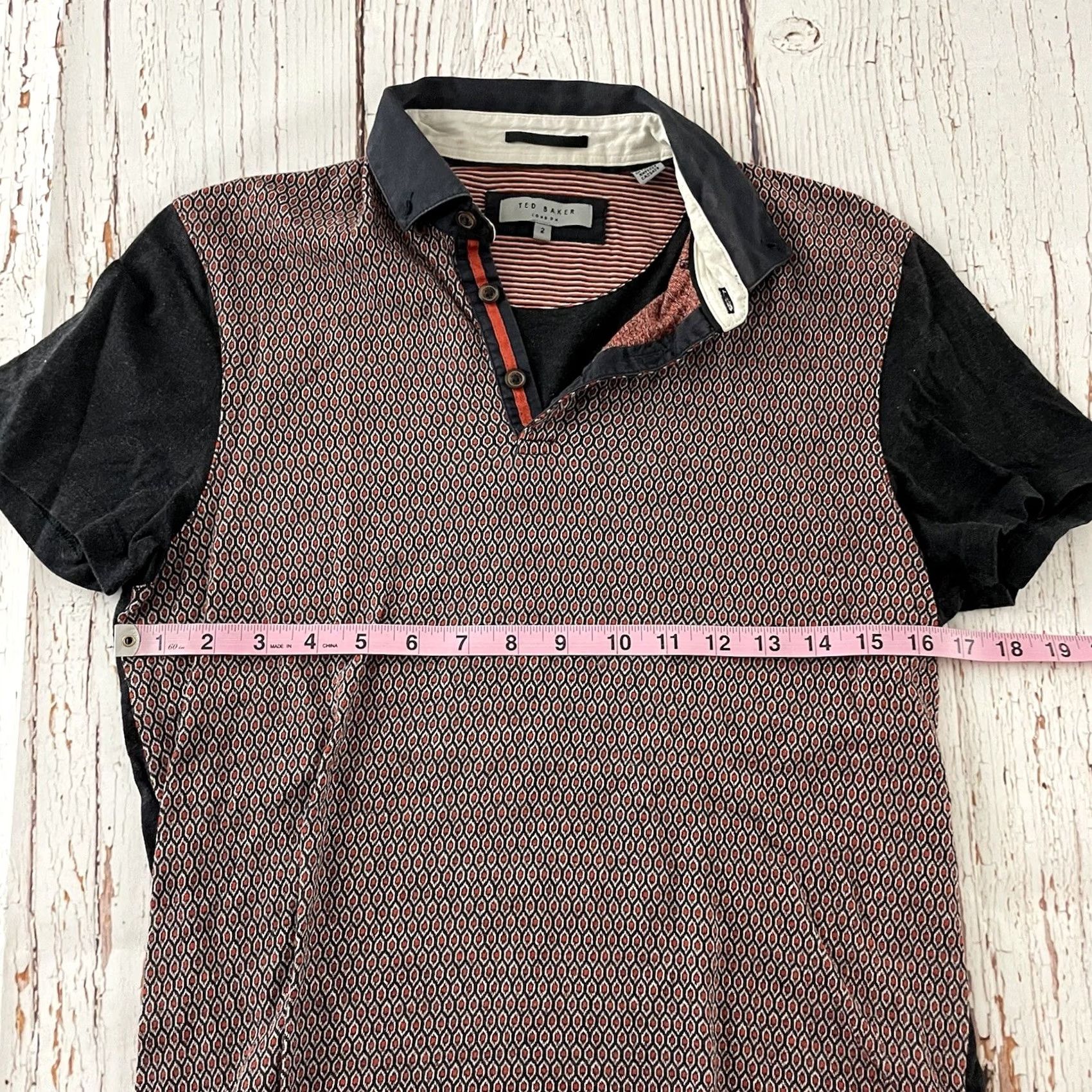 Ted Baker Ted Baker Short Sleeve Polo Shirt Men 2 Red Gray Button-Up All Over Print Shirt Size US XS / EU 42 / 0 - 3 Thumbnail