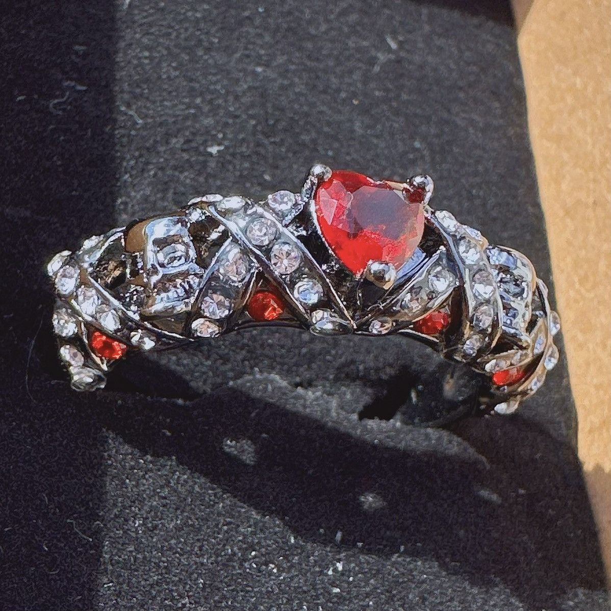 Designer Halloween red diamond heart crystal paved skeleton black Size ONE SIZE - 1 Thumbnail