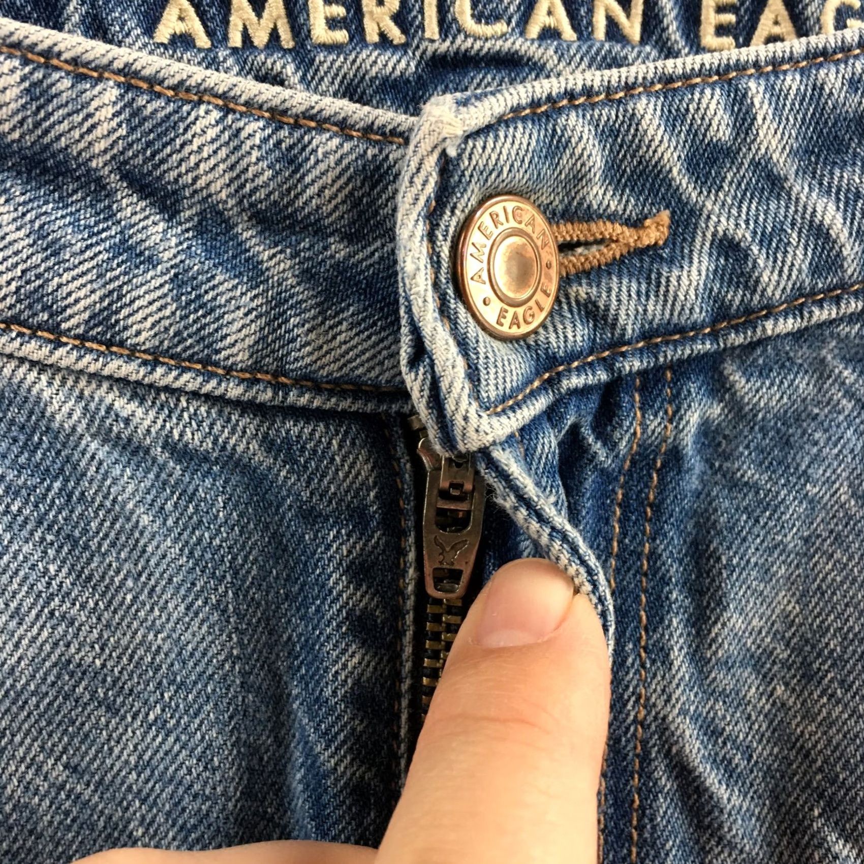 American Eagle Outfitters American Eagle Denim Jeans Women 14 Blue Hi Rise Zip Fly Button Front Pockets - Excellent Condition Size 36" / US 14 / IT 50 - 5 Thumbnail