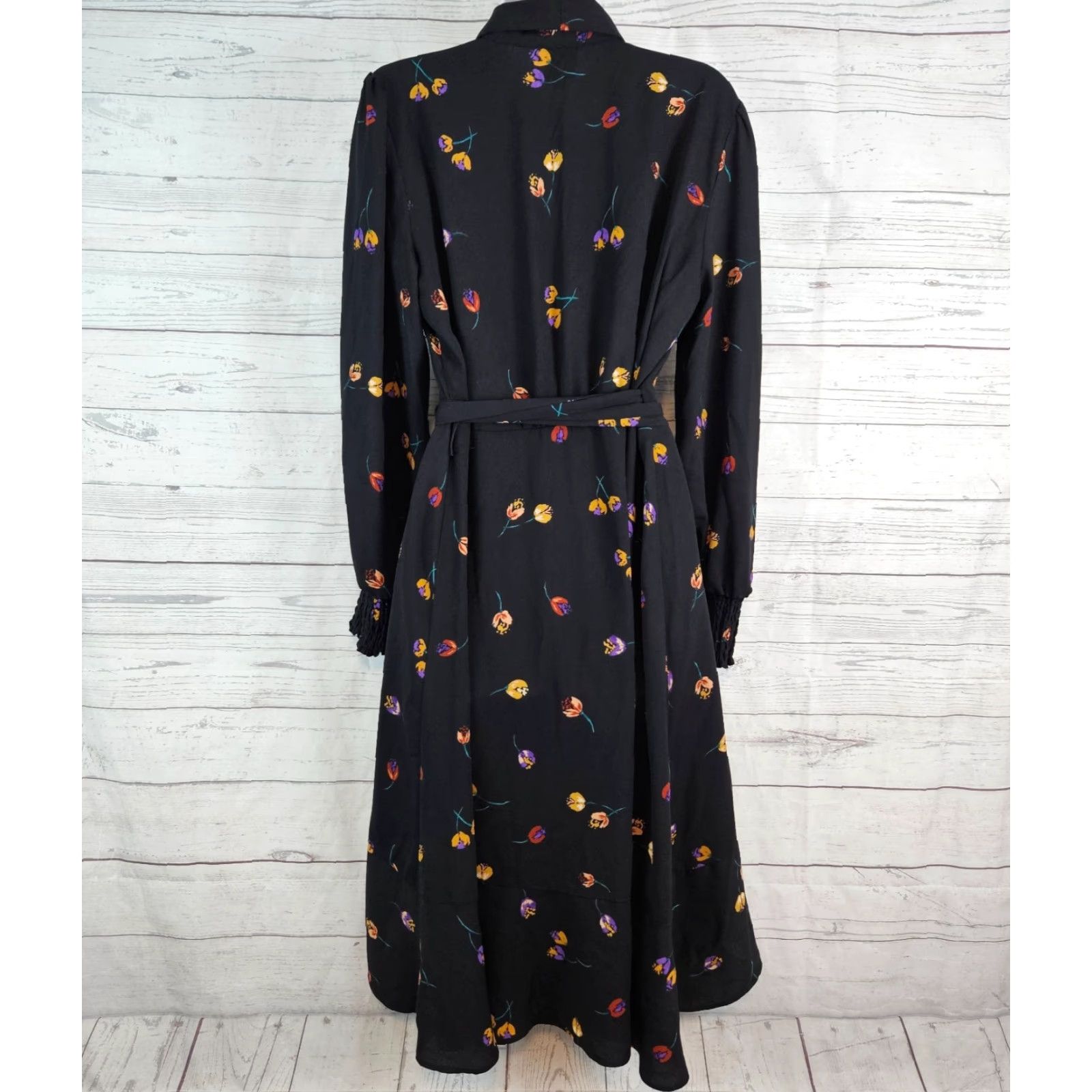 Vintage Cabi 4391 Womens Divine Wrap Dress Sz Medium Black Floral Long Sleeve Size M / US 6-8 / IT 42-44 - 3 Thumbnail