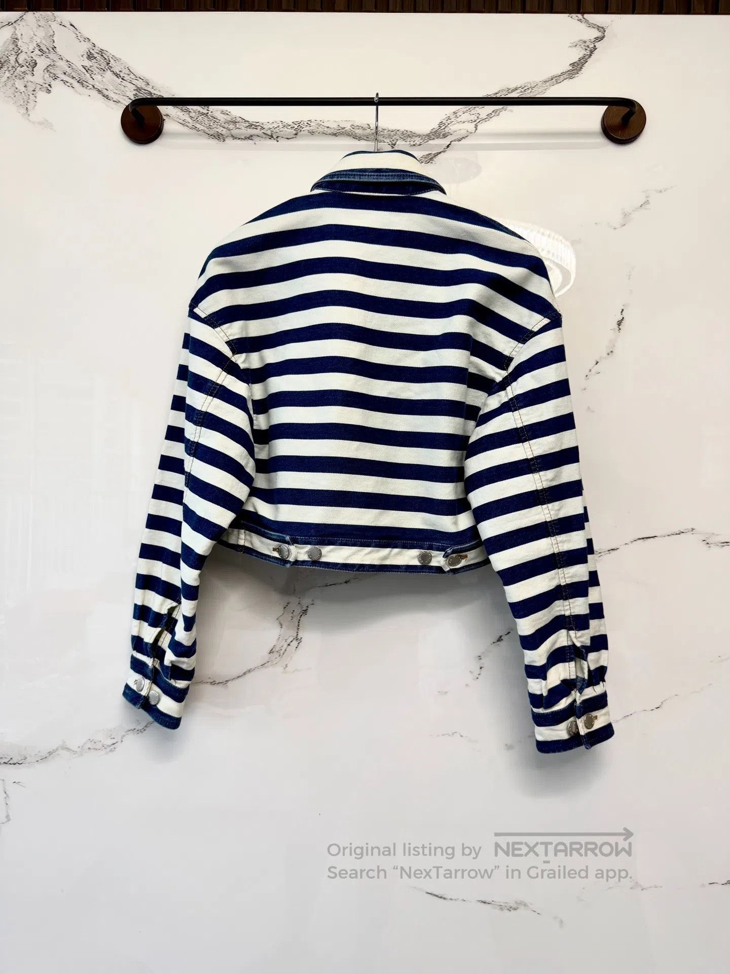 Prada Prada Navy and White Striped Denim Jacket| Size XS / US 0-2 / IT 36-38 - 3 Thumbnail