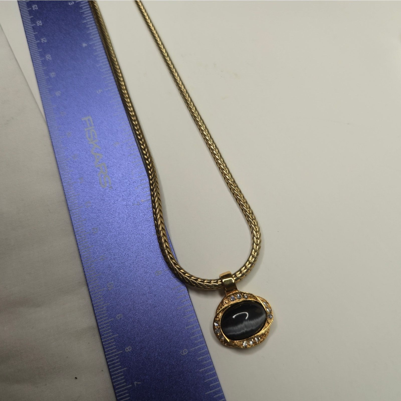 Vintage Roman Vintage Gold-Tone Necklace Crystals & Gray Cabochon Size ONE SIZE - 4 Thumbnail