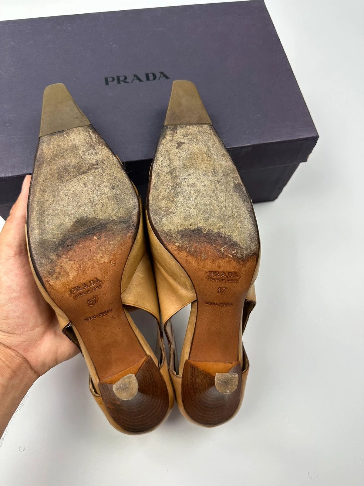 Prada Prada Milano Beige Leather Pumps Heels Pointy Toe Size US 6 / IT 36 - 11 Thumbnail