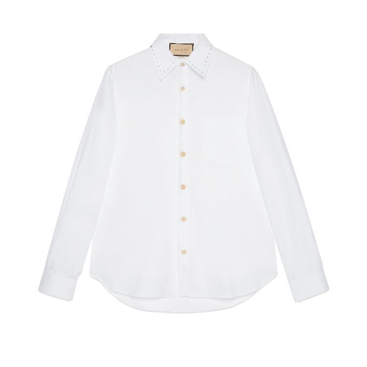 Gucci o1mt1gz0525 Oxford Cotton Shirt With Crystals Embroidery Size US M / EU 48-50 / 2 - 1 Preview
