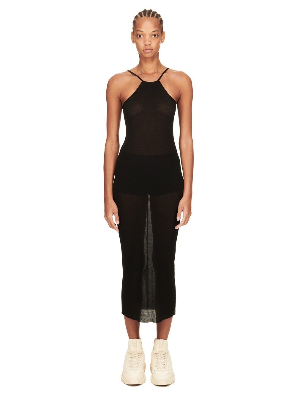 Rick Owens o1y0126 Midi Dress in Black Size S / US 4 / IT 40 - 1 Thumbnail