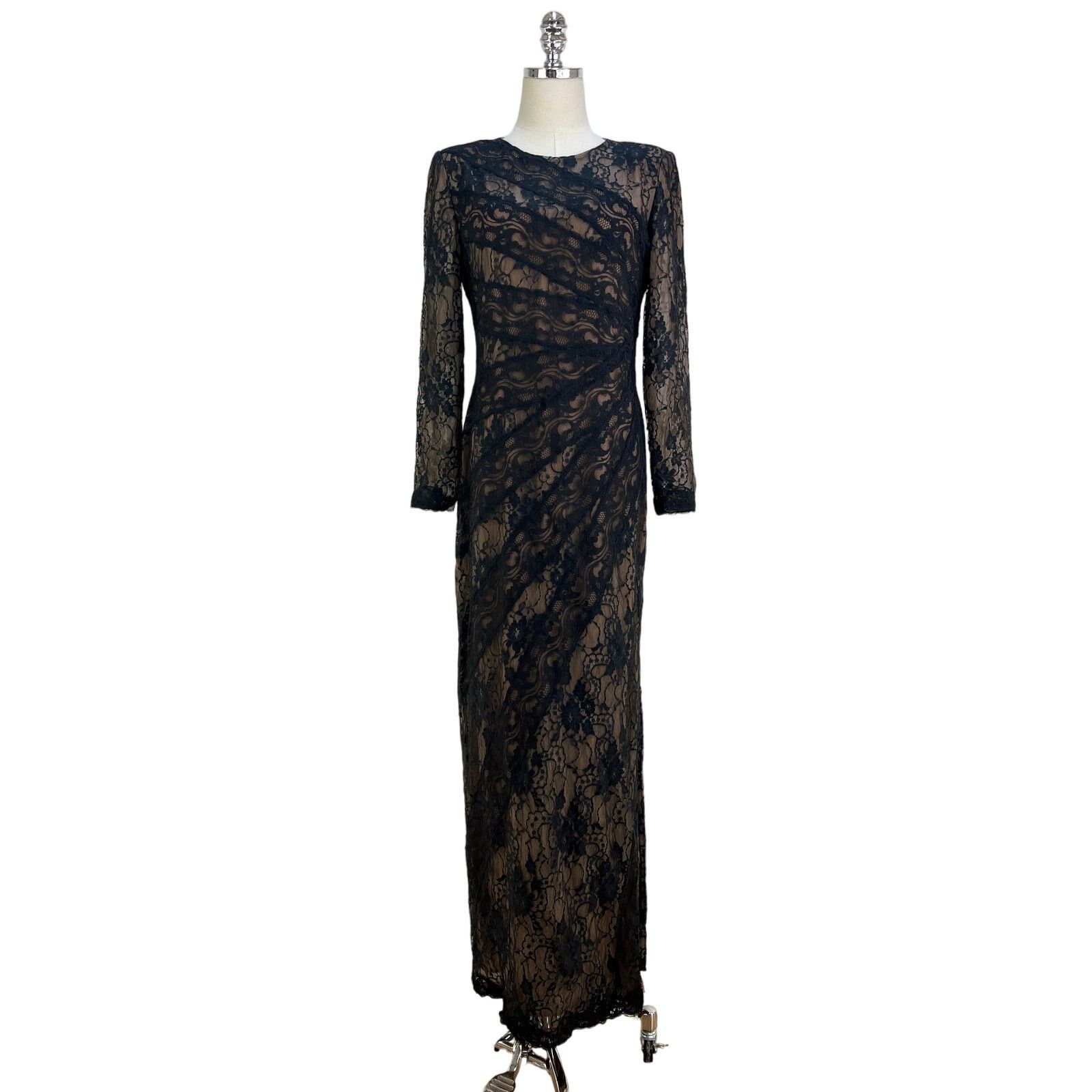 Other × Vintage Vintage Victor Costa for Nahdree Black Nylon Lace Maxi Dress Size M / US 6-8 / IT 42-44 - 1 Thumbnail