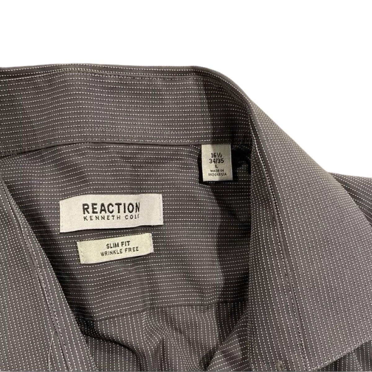 Kenneth Cole Kenneth Cole Reaction Gray Slim Fit Dress Shirt Size US L / EU 52-54 / 3 - 4 Thumbnail