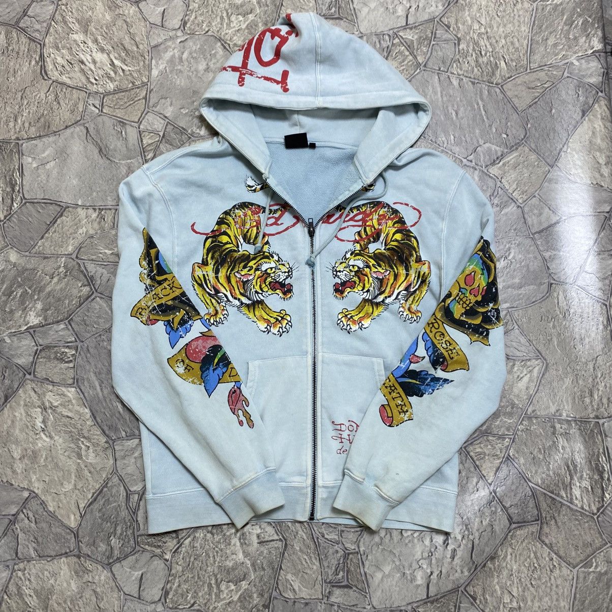 Ed Hardy Vintage Ed Hardy Zip Hoodie All Print By Christian Audigier Size US M / EU 48-50 / 2 - 1 Thumbnail