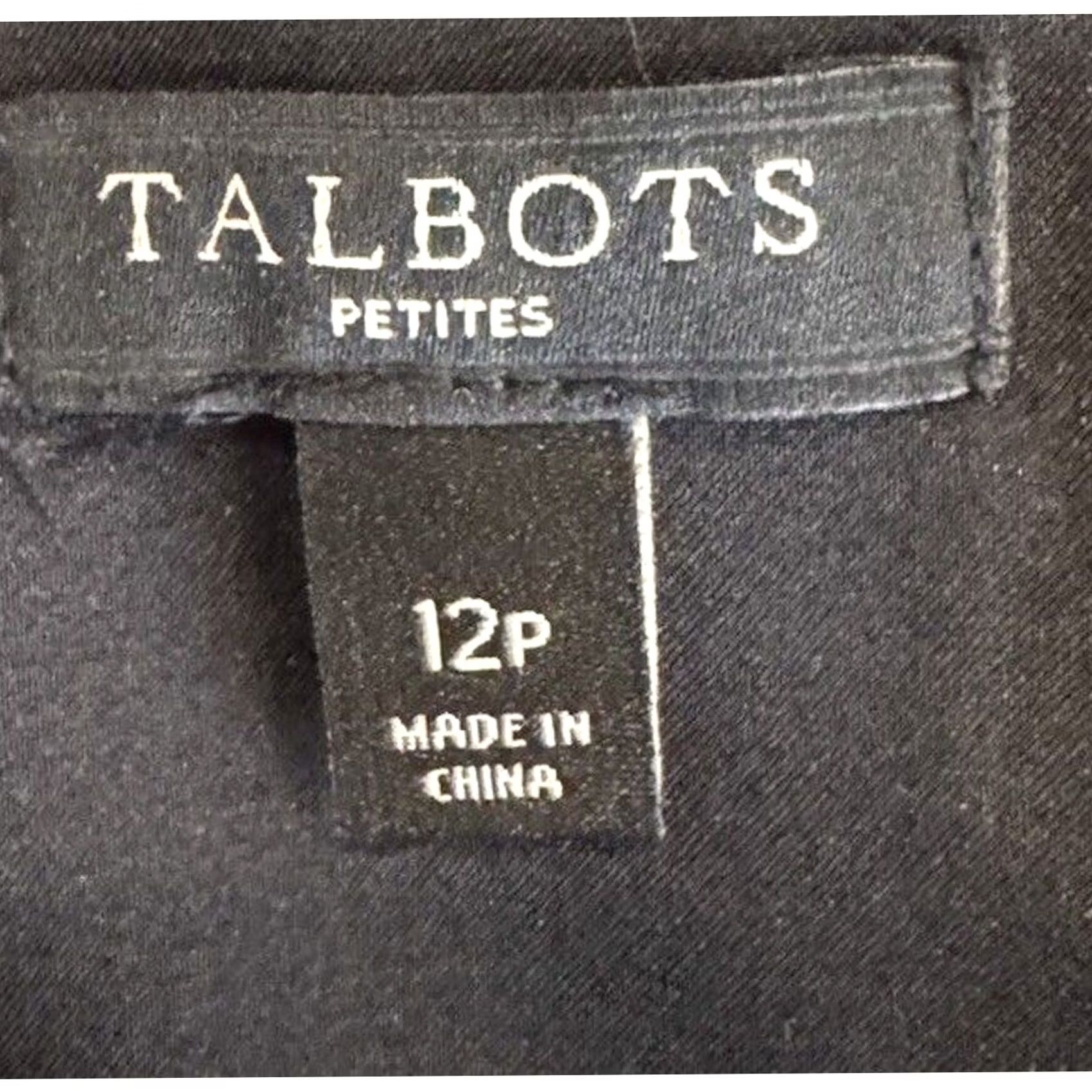 Talbots Talbots Petites Women's Black White Floral Print A-Line Dress Lined 12P Size XL / US 12-14 / IT 48-50 - 3 Thumbnail