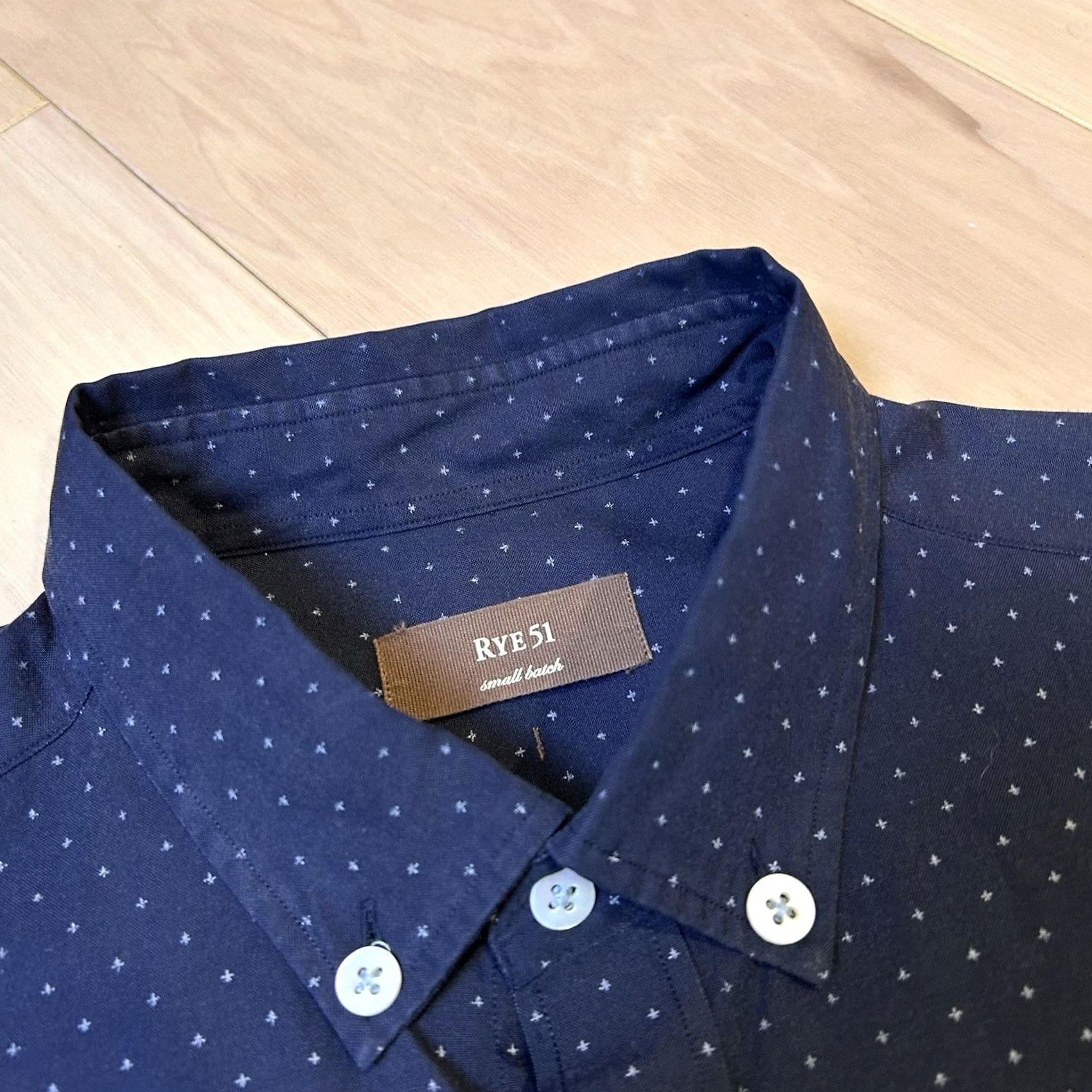 Vintage Rye 51 Button-Up Shirt Long Sleeve Men’s Large Blue Cotton Solid Knit Pattern Casual Formal Workwear Regular Vintage: No Size US L / EU 52-54 / 3 - 3 Thumbnail