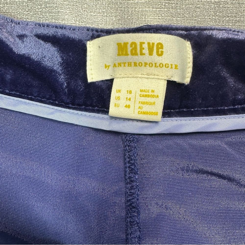 Anthropologie NWT New $158 Anthropologie Maeve Velvet Avery Navy Wide Leg Size 36" / US 14 / IT 50 - 4 Thumbnail