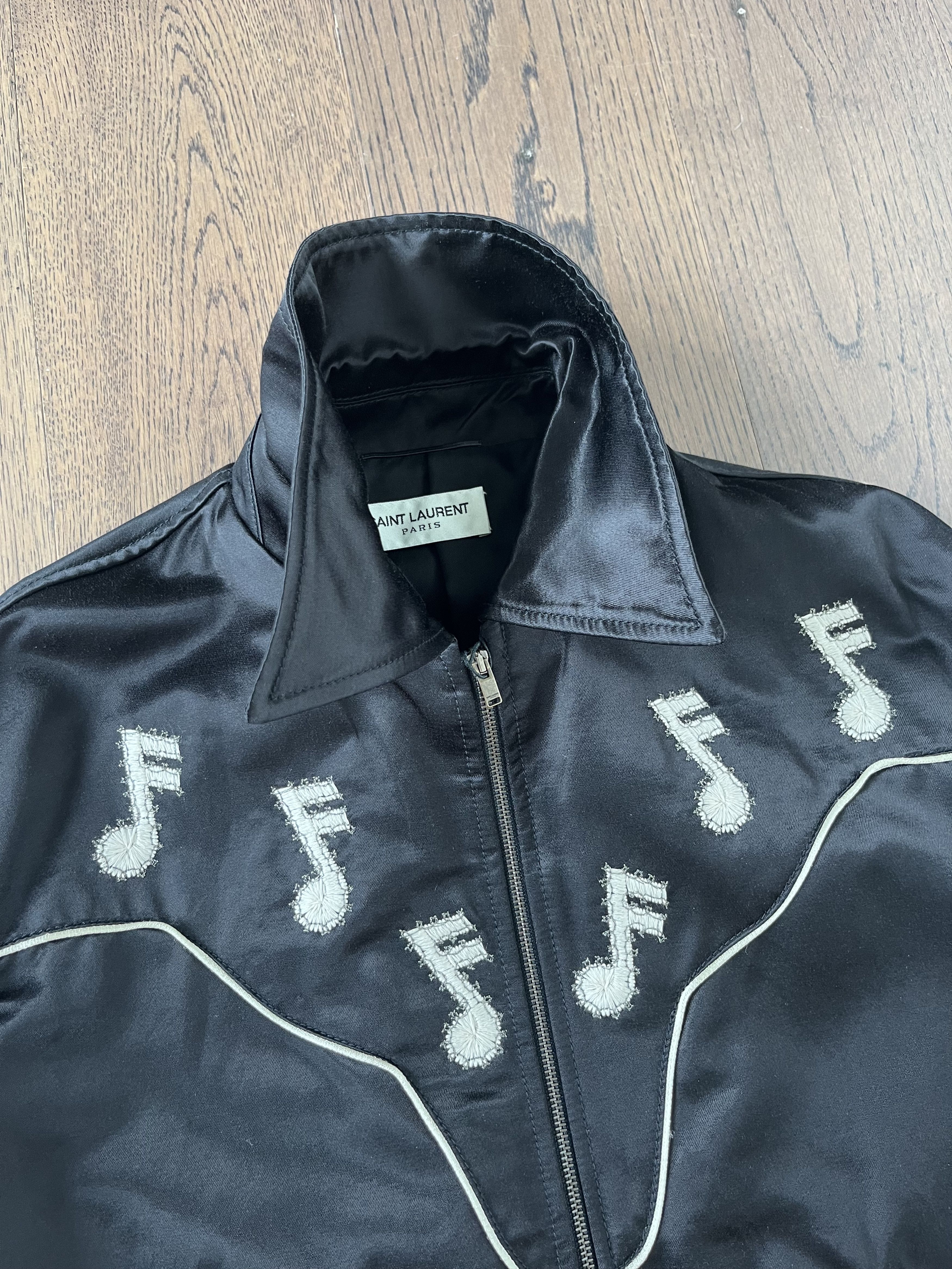 Saint Laurent Paris Hedi Slimane Music Note Bomber Jacket XS