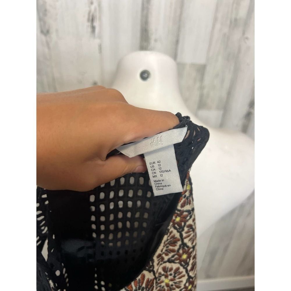 H&M H&M Women’s Geometric Print Dress Size 12 – Crochet Racerbac Size L / US 10 / IT 46 - 6 Thumbnail
