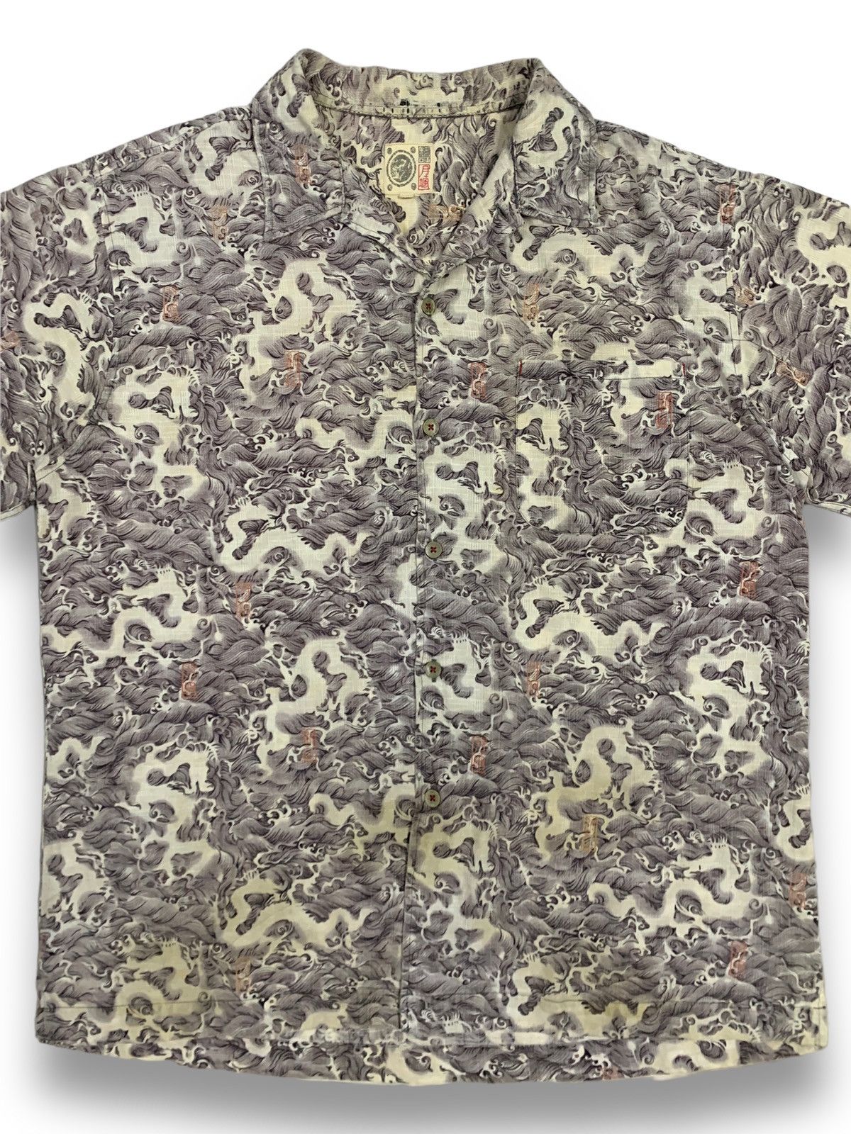 Yohji Yamamoto Vintage Japanese Brand All Over Graphics Dragon Art Shirts Size US L / EU 52-54 / 3 - 3 Thumbnail