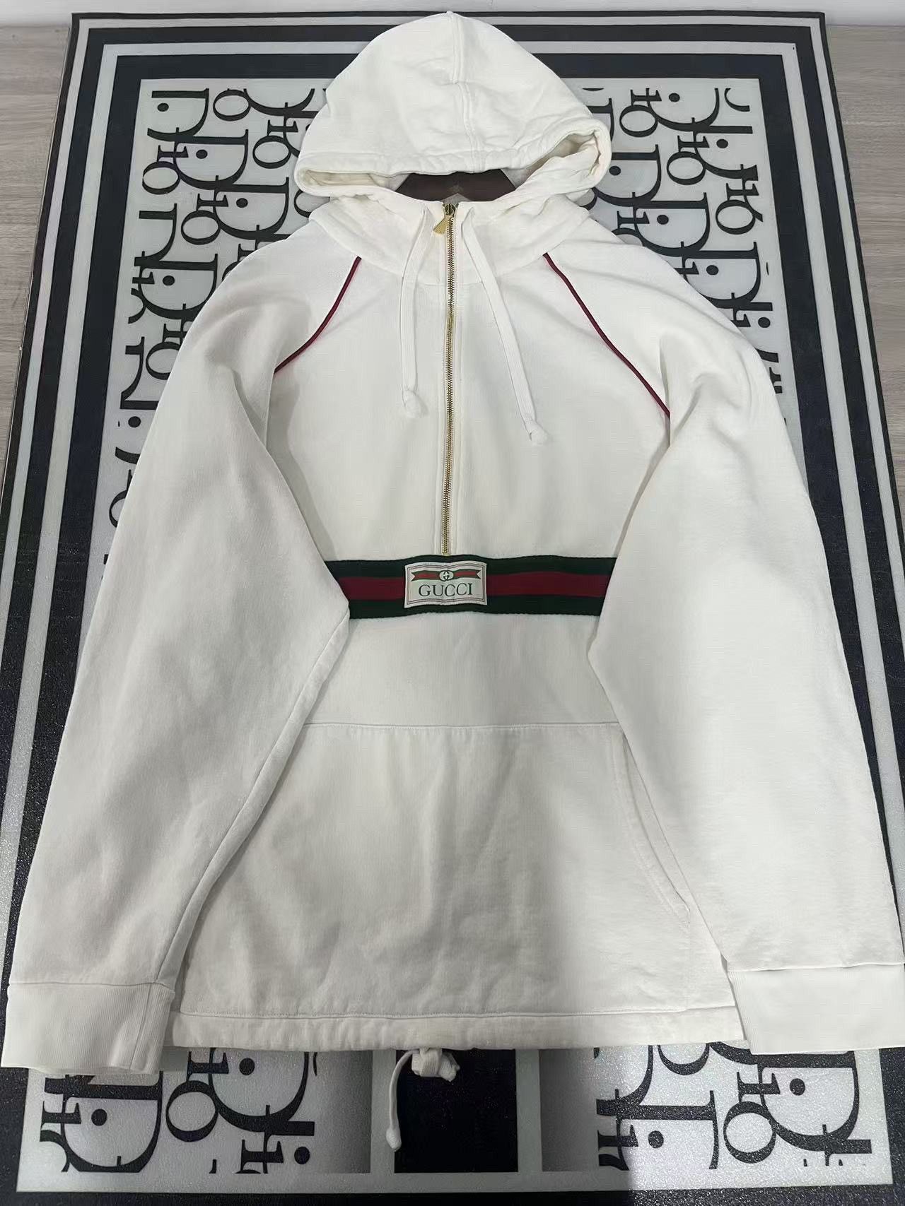 Gucci Gucci Web Stripe Half-Zip Hoodie Size XL Size US XL / EU 56 / 4 - 1 Thumbnail