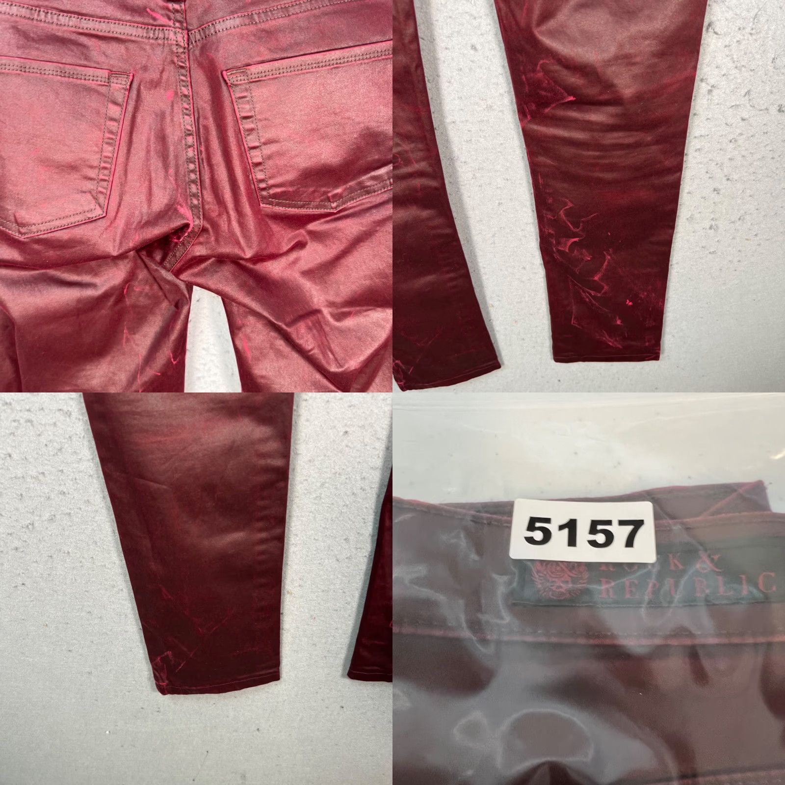 Vintage VINTAGE Rock & Republic Womens Jeans Slim 8 Burgundy Coated Mid 5-Pocket Denim Red Rock Womens Mens? Size 30" / US 8 / IT 44 - 10 Thumbnail