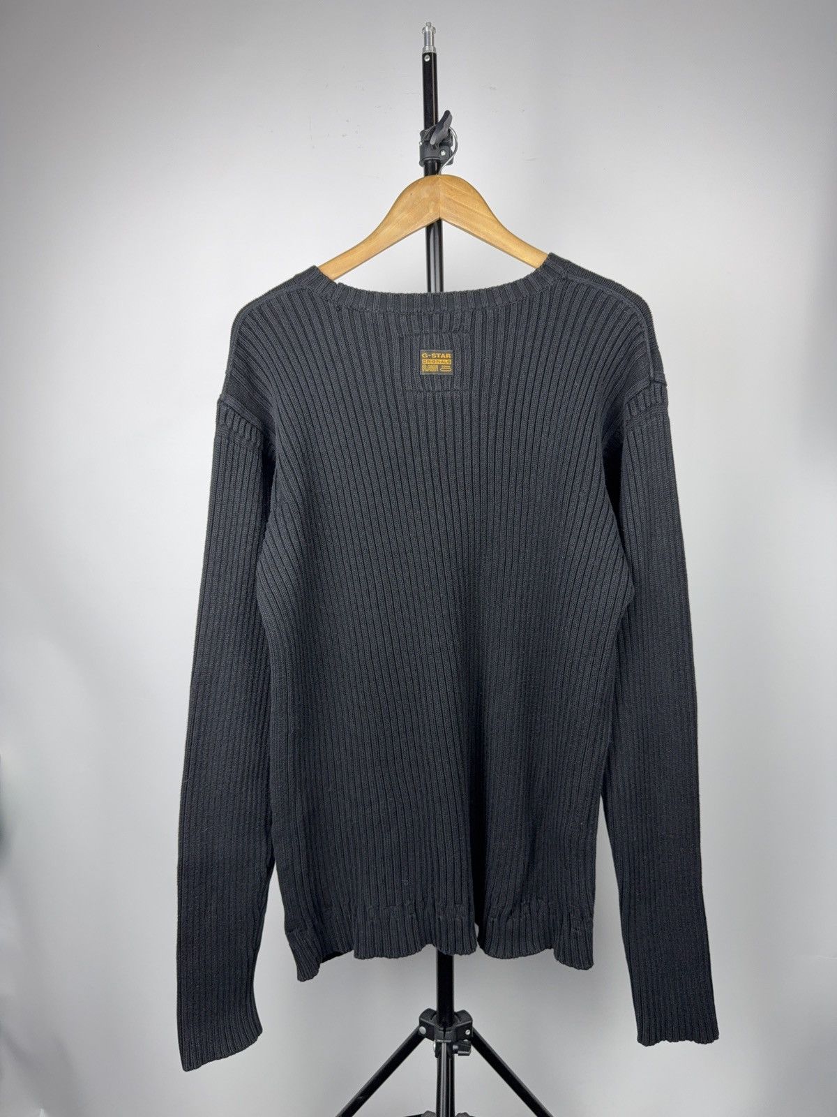 G-Star Avant Garde 00s G-Star RAW Black Knit Sweater Embossed Logo Size US XL / EU 56 / 4 - 12 Thumbnail