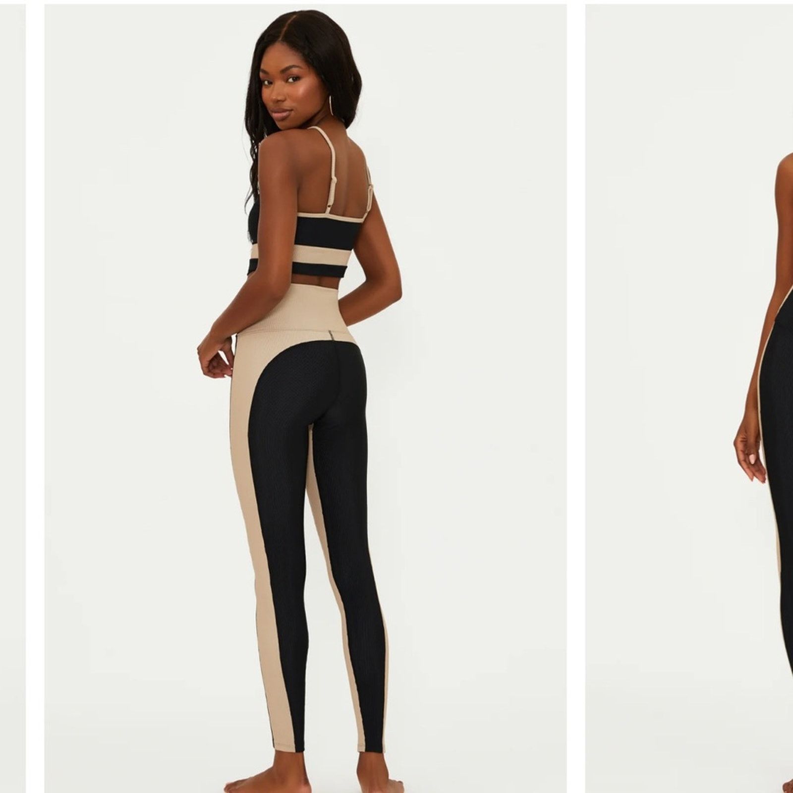 Beach Riot Beach Riot Colorblock Ribbed Leggings – Black/Tan – Size L Size 30" / US 8 / IT 44 - 2 Thumbnail