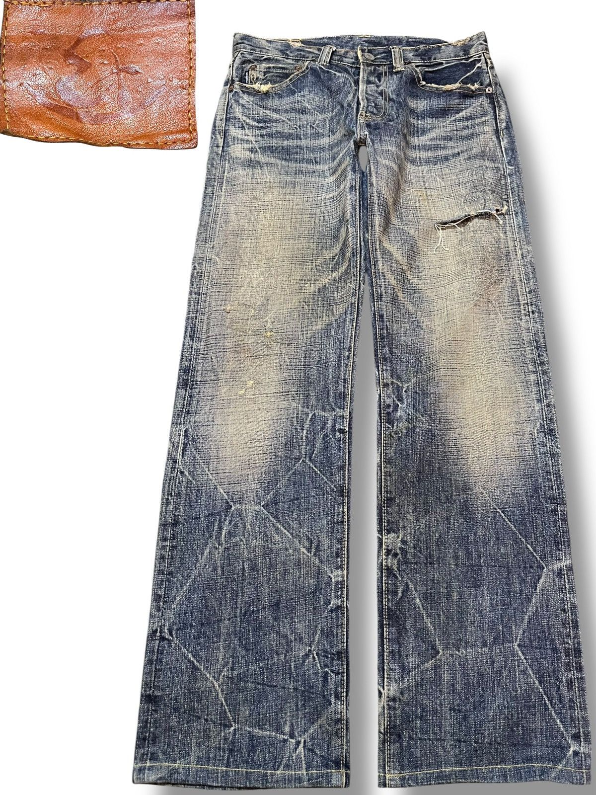 POST ARCHIVE FACTION (PAF) Vintage Eternal Mudwash Honeycomb Distressed Denim Size US 30 / EU 46 - 1 Thumbnail