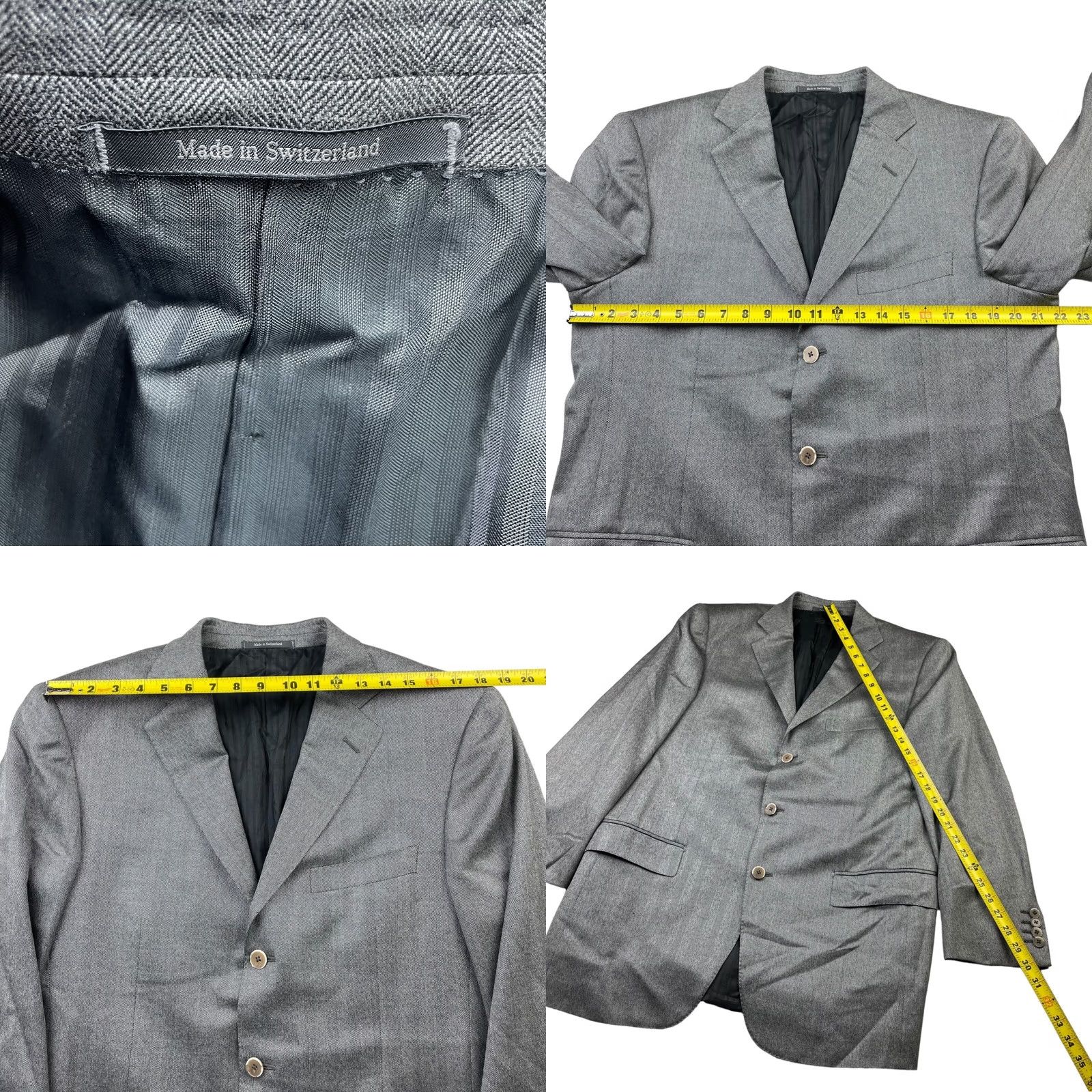 Ermenegildo Zegna Ermenegildo Zegna Blazer Men's Silk Wool Gray Herringbone 42R US 54 EU Size 42R - 8 Thumbnail