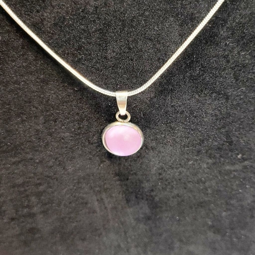 Handmade Light pink crystal rhinestone 925 sterling silver necklace Size ONE SIZE - 1 Thumbnail