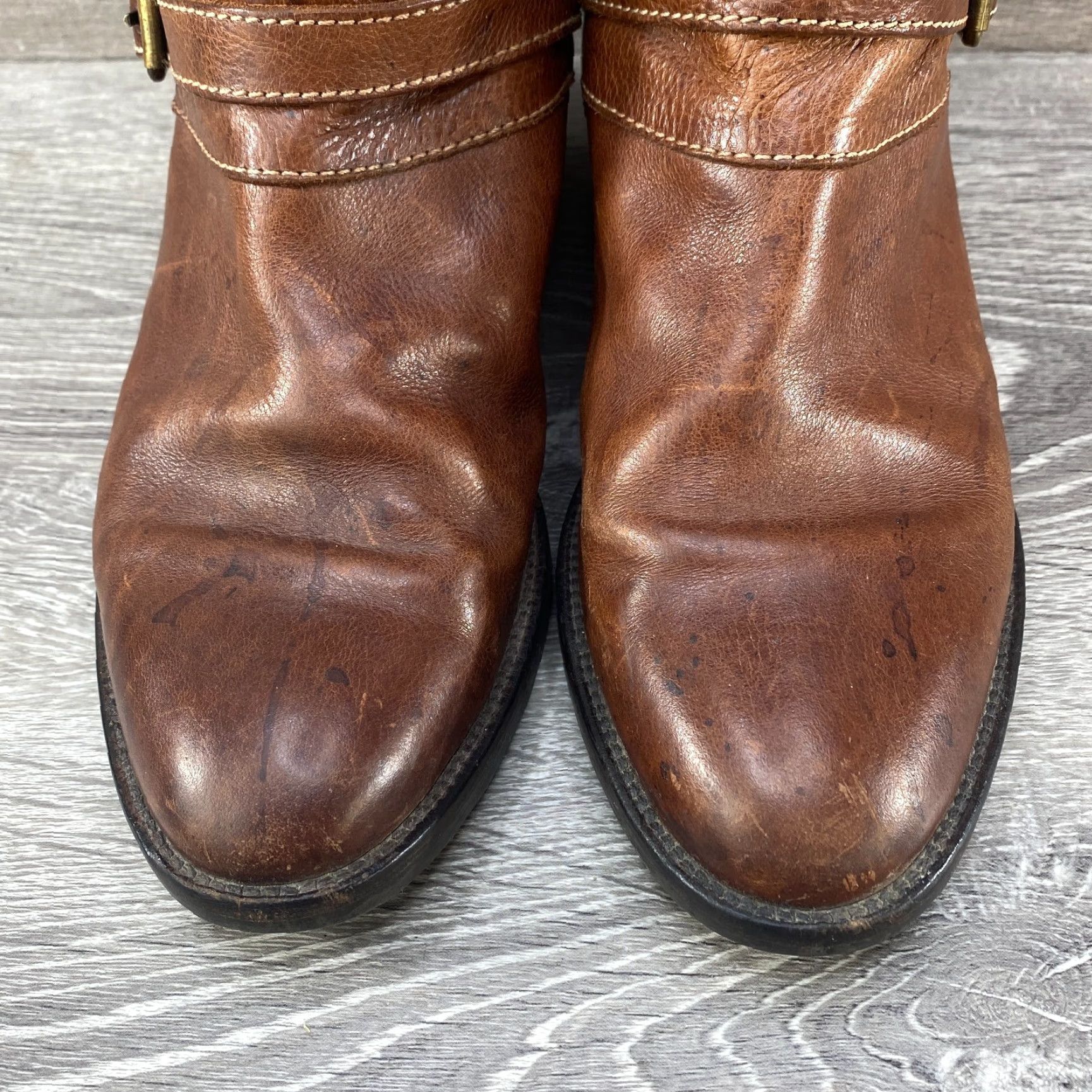 J.Crew J.CREW Brown Leather Lined Knee High Pull On Tall Riding Boots Buckle Womens 6 Size US 6 / IT 36 - 4 Thumbnail