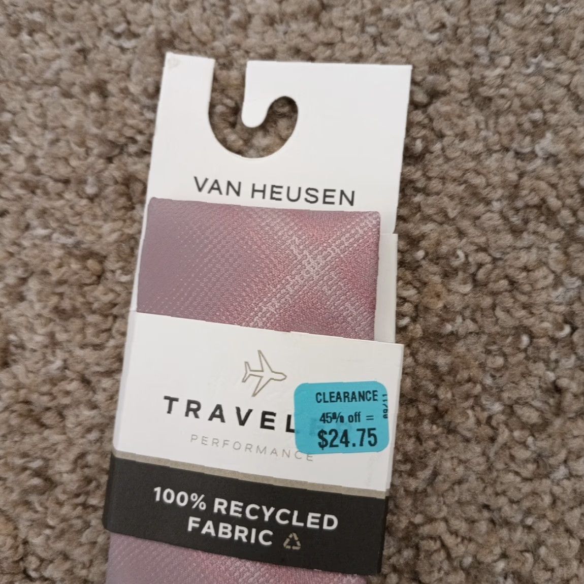 Van Heusen Van Heusen Necktie Pink Plaid Polyester Travel Men Tie Classic 57"-60" Pointed vintage No Size ONE SIZE - 2 Thumbnail
