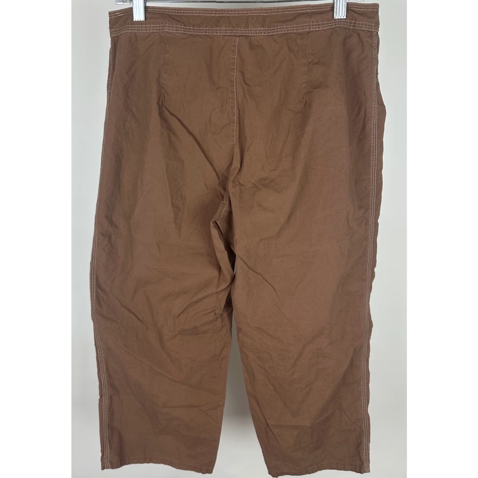 Faded Glory VINTAGE Capri Pants 90s Y2K Brown Cropped Lace Up Corset Lightweight Cotton 23In Inseam M Size M / US 6-8 / IT 42-44 - 7 Thumbnail