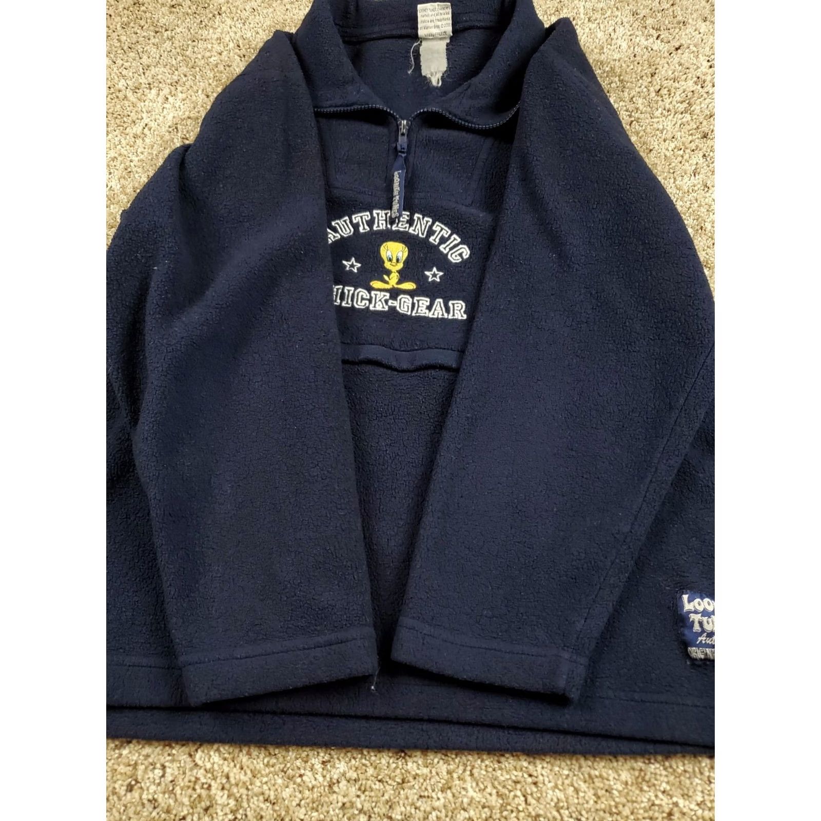 Vintage VINTAGE Looney Tunes Jacket 1/2 Zip Fleece Blue 90s M Adults Men Tweety Bird Short Stand-Up Collar Pockets Regular 1/4 Zip Size US M / EU 48-50 / 2 - 4 Thumbnail