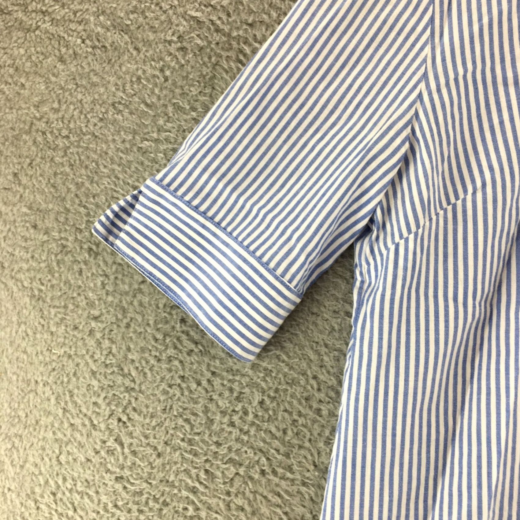 Vintage Chicos Button Up Shirt Top Womens 0 Blue Striped Cotton 3/4 Sleeve Lace Up Back Shirt Womens Boys Girls Size XS / US 0-2 / IT 36-38 - 3 Thumbnail