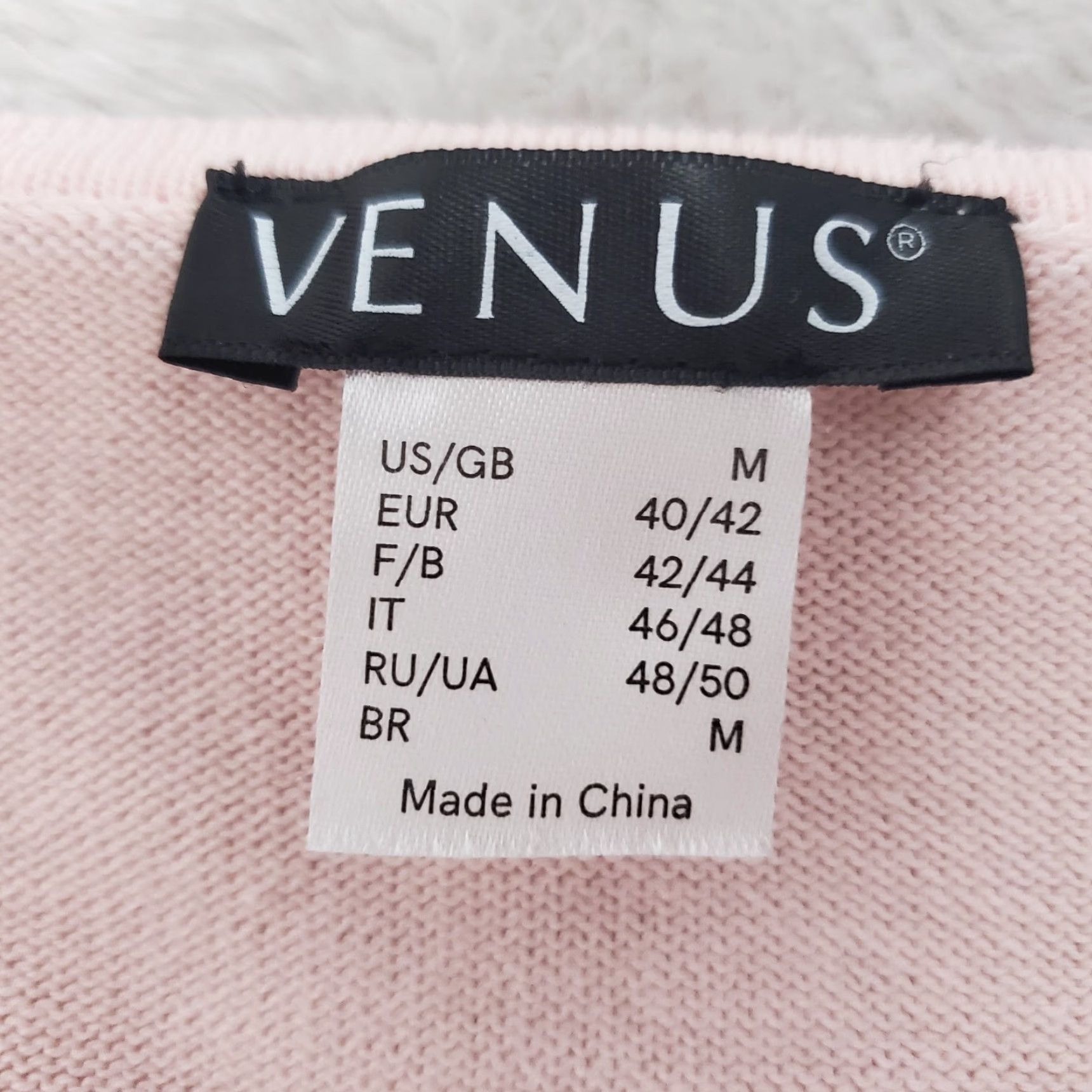 Venus VINTAGE: Not applicable; Venus Cardigan Women M Ombre Pink Knit Full Zip Perforated Long Sleeve Pockets Size M / US 6-8 / IT 42-44 - 3 Thumbnail