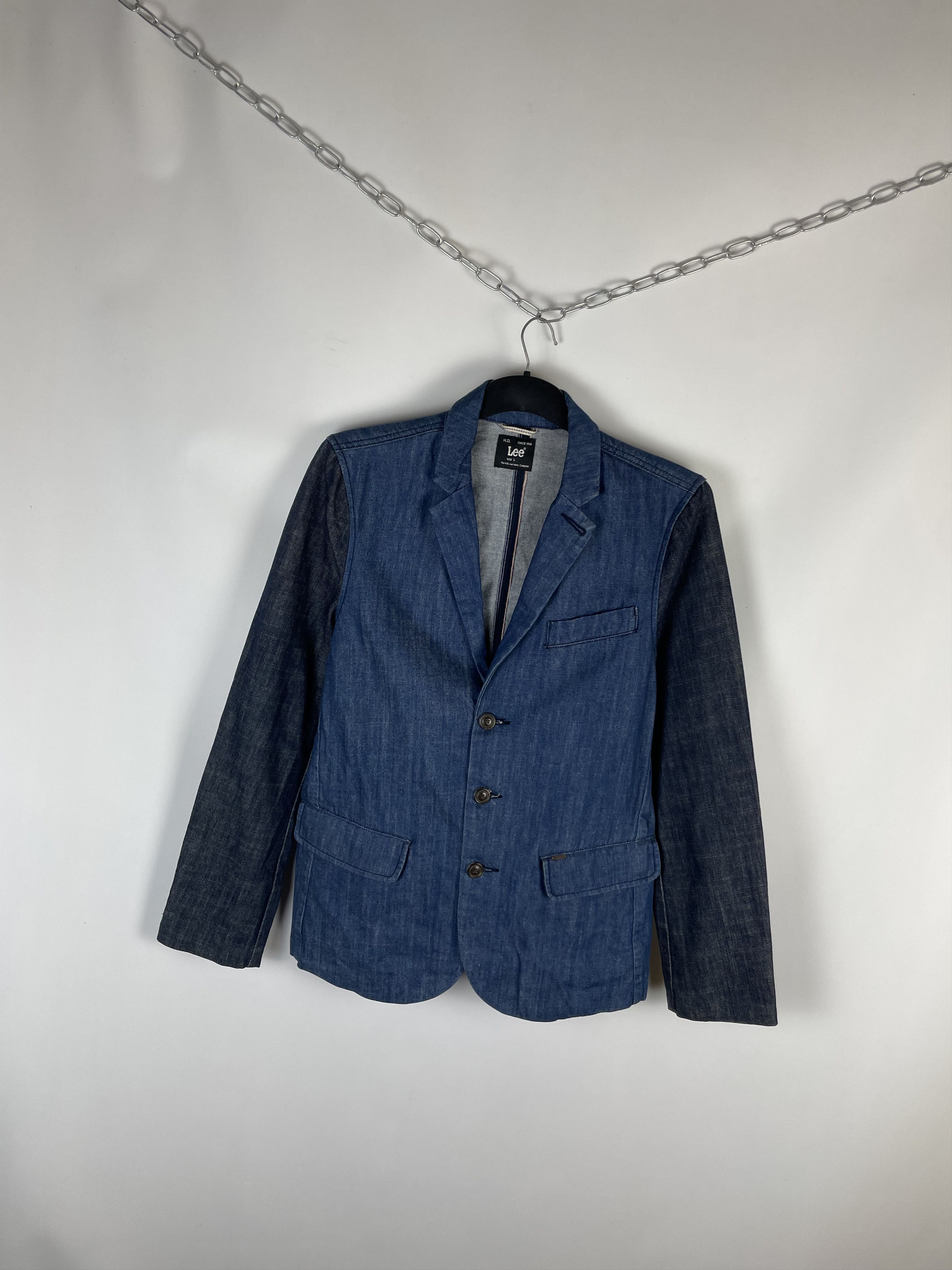 Lee × Vintage Vintage Lee Workers Denim Blazer Jacket Size 46L - 2 Thumbnail