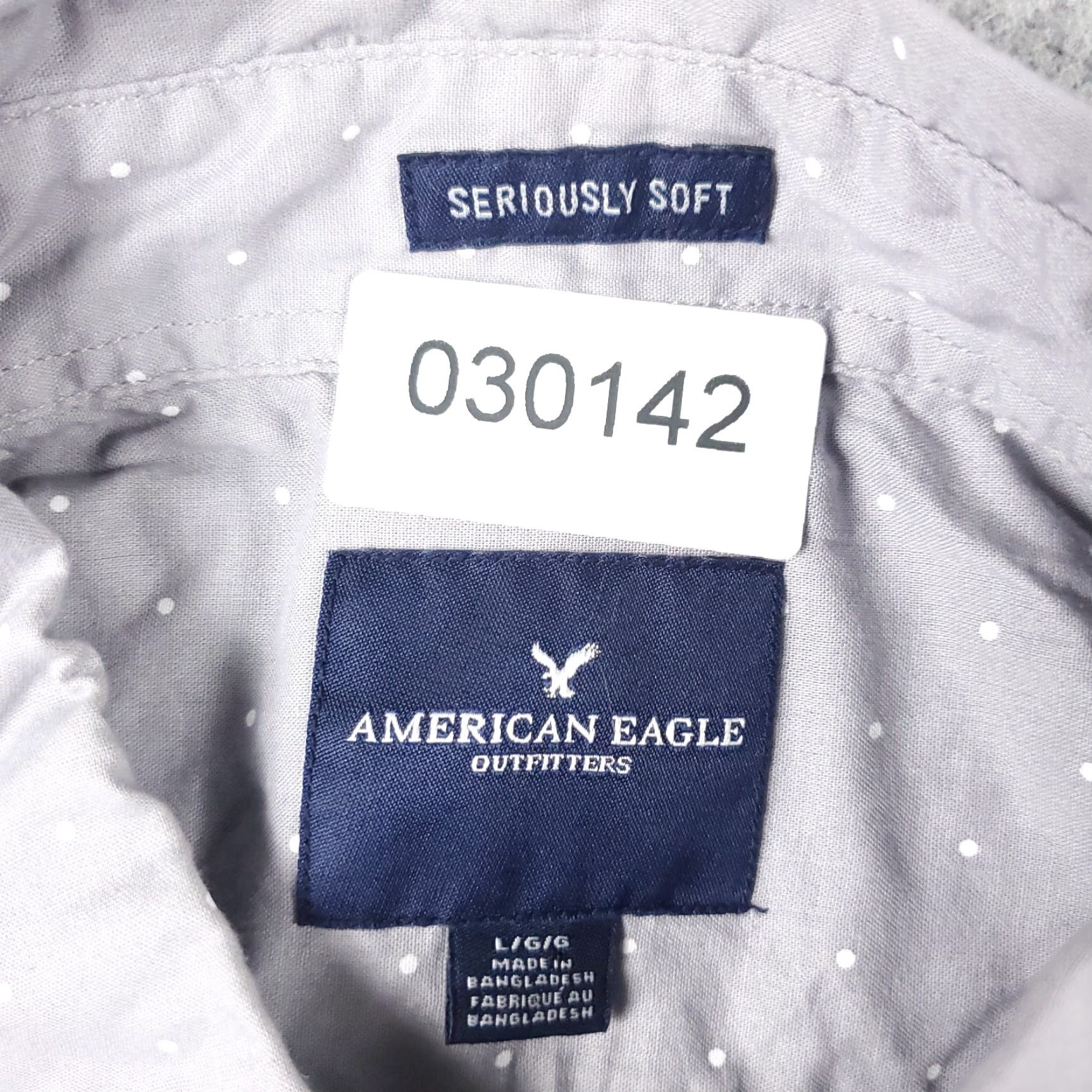 American Eagle Outfitters American Eagle Outfitters Shirt Adult Large Gray Polka Dot Long Sleeve Button-Up Mens Size US L / EU 52-54 / 3 - 6 Thumbnail