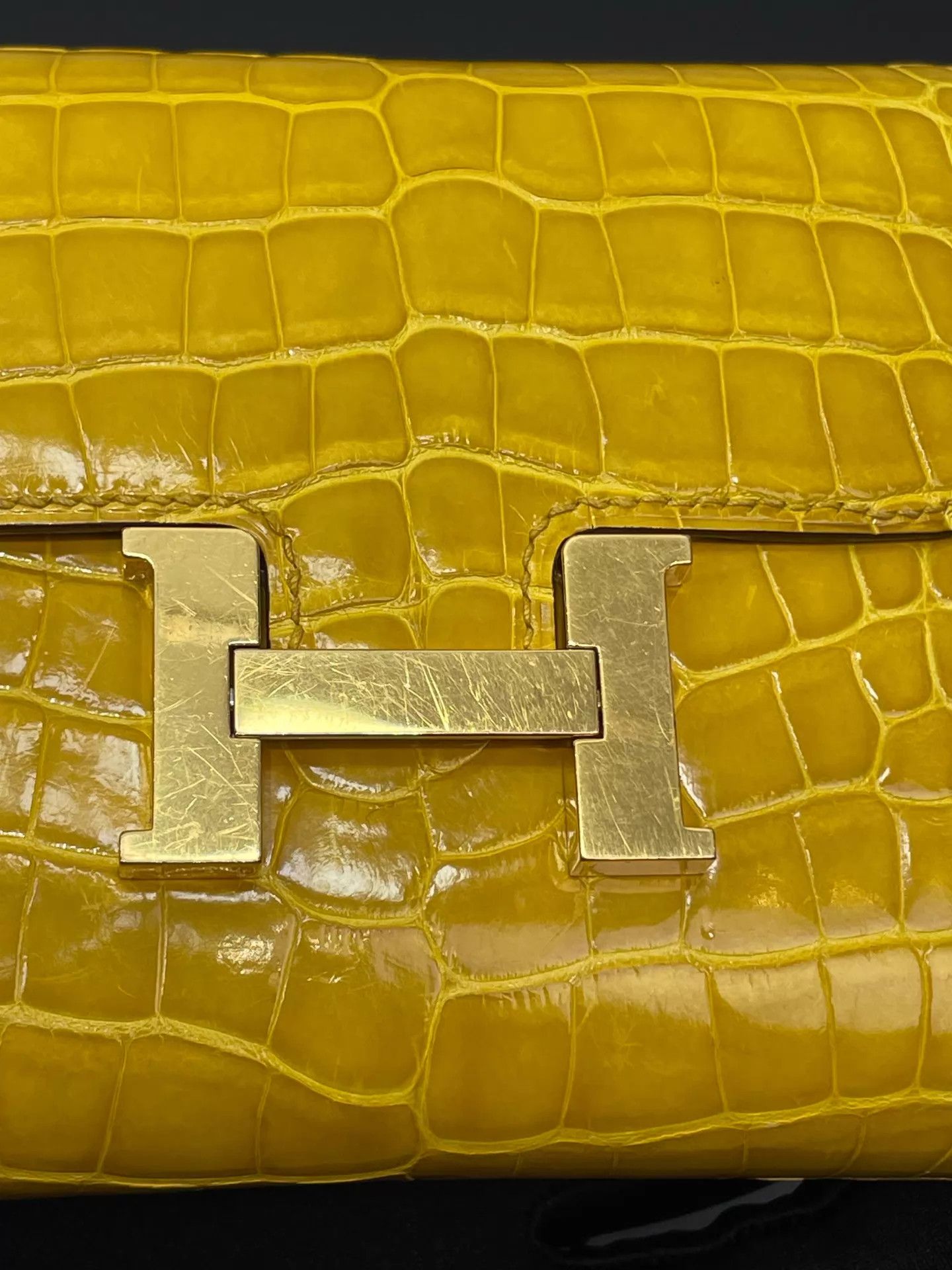 Hermes Hermès Constance Short Wallet Glossy Croc Gold D 97 New Size ONE SIZE - 7 Thumbnail