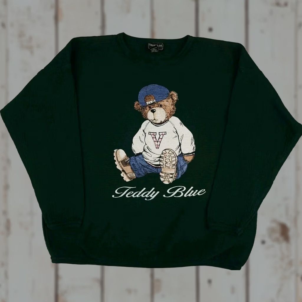 Vintage VINTAGE Tompkins Ave Sweatshirt Bear Print Blue Cotton 90s Womens L/XL Pullover Crew Neck USA Made Size L / US 10 / IT 46 - 1 Thumbnail