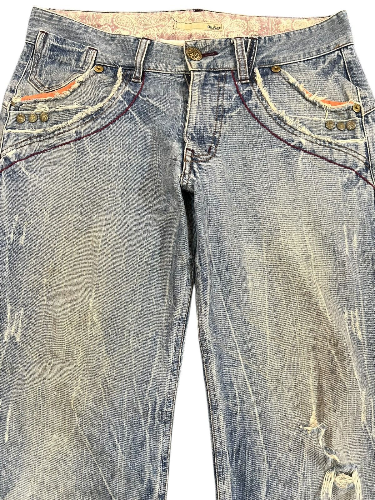 Japanese Brand Vintage Oilcake Studded Low rise Boot cut Denim Size US 34 / EU 50 - 2 Thumbnail