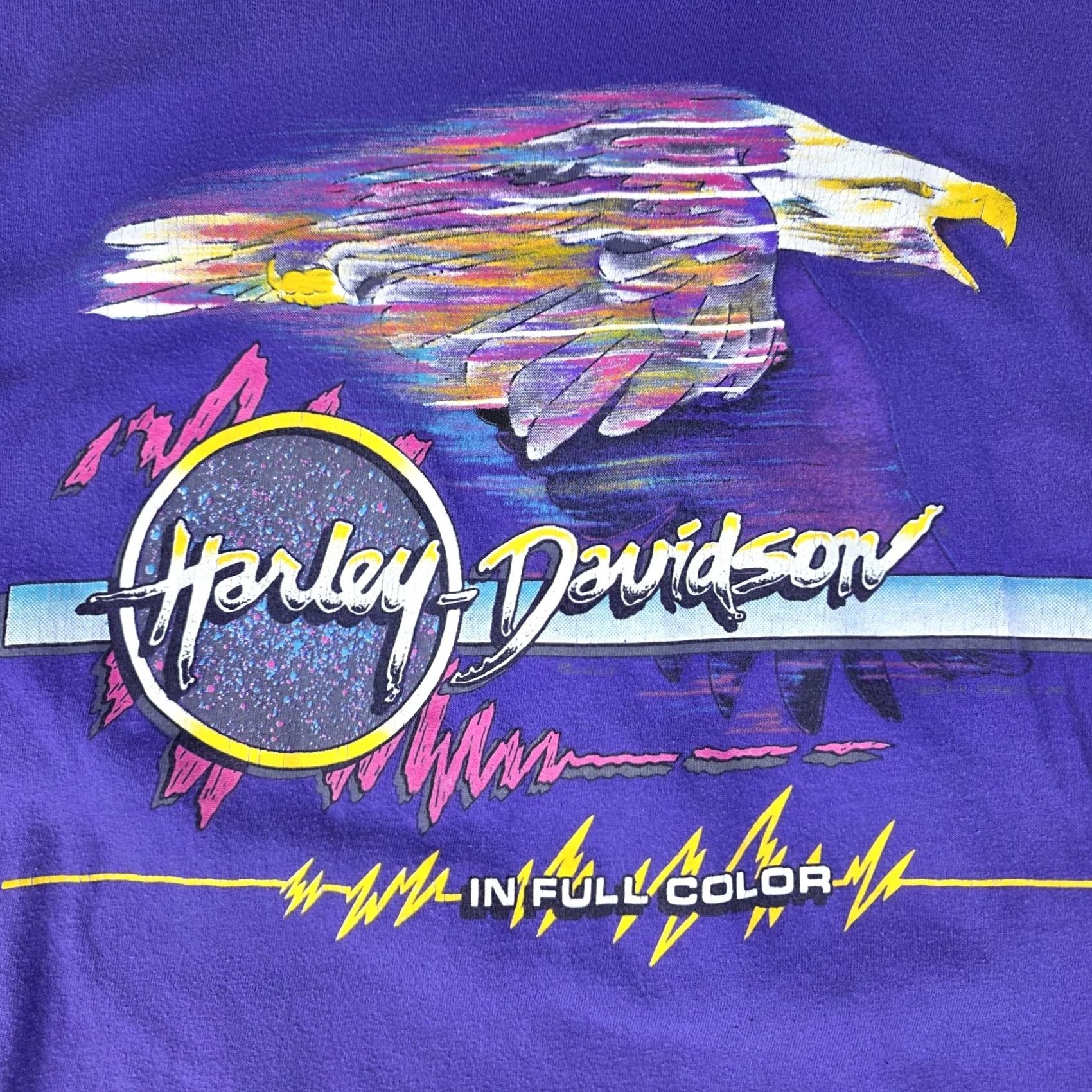 Hanes Harley Davidson In Full Color Single Stitch Shirt Purple Medium Mens T-Shirt Colorful Stitch Hanes Size US M / EU 48-50 / 2 - 3 Thumbnail